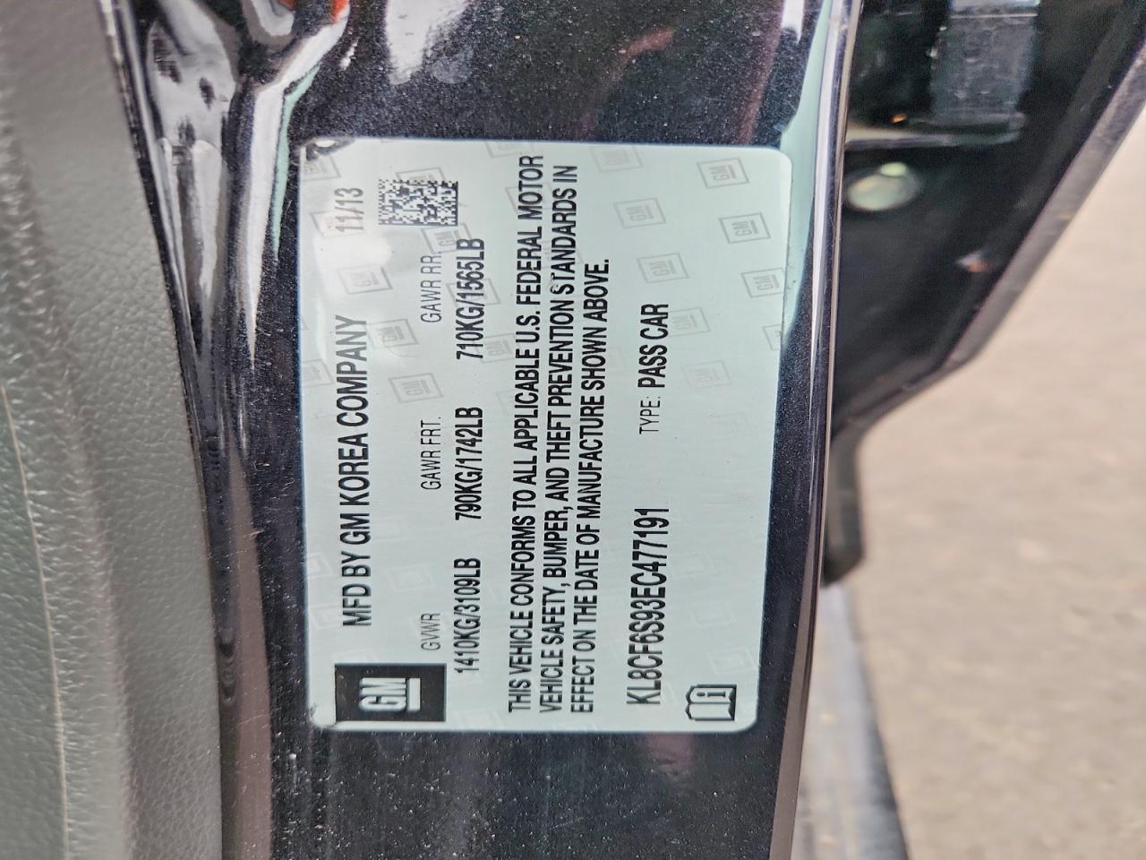 2014 Chevrolet Spark 2lt Black vin: KL8CF6S93EC477191