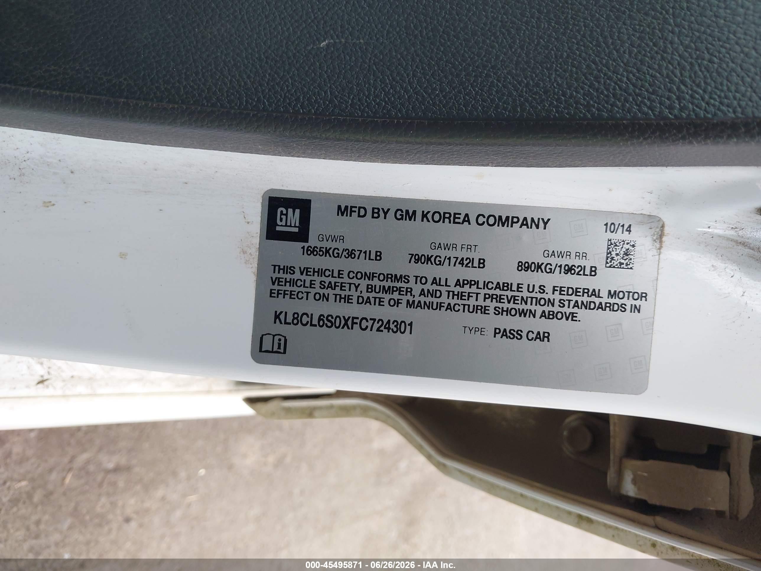 2015 Chevrolet Spark Ev 2lt White vin: KL8CL6S0XFC724301