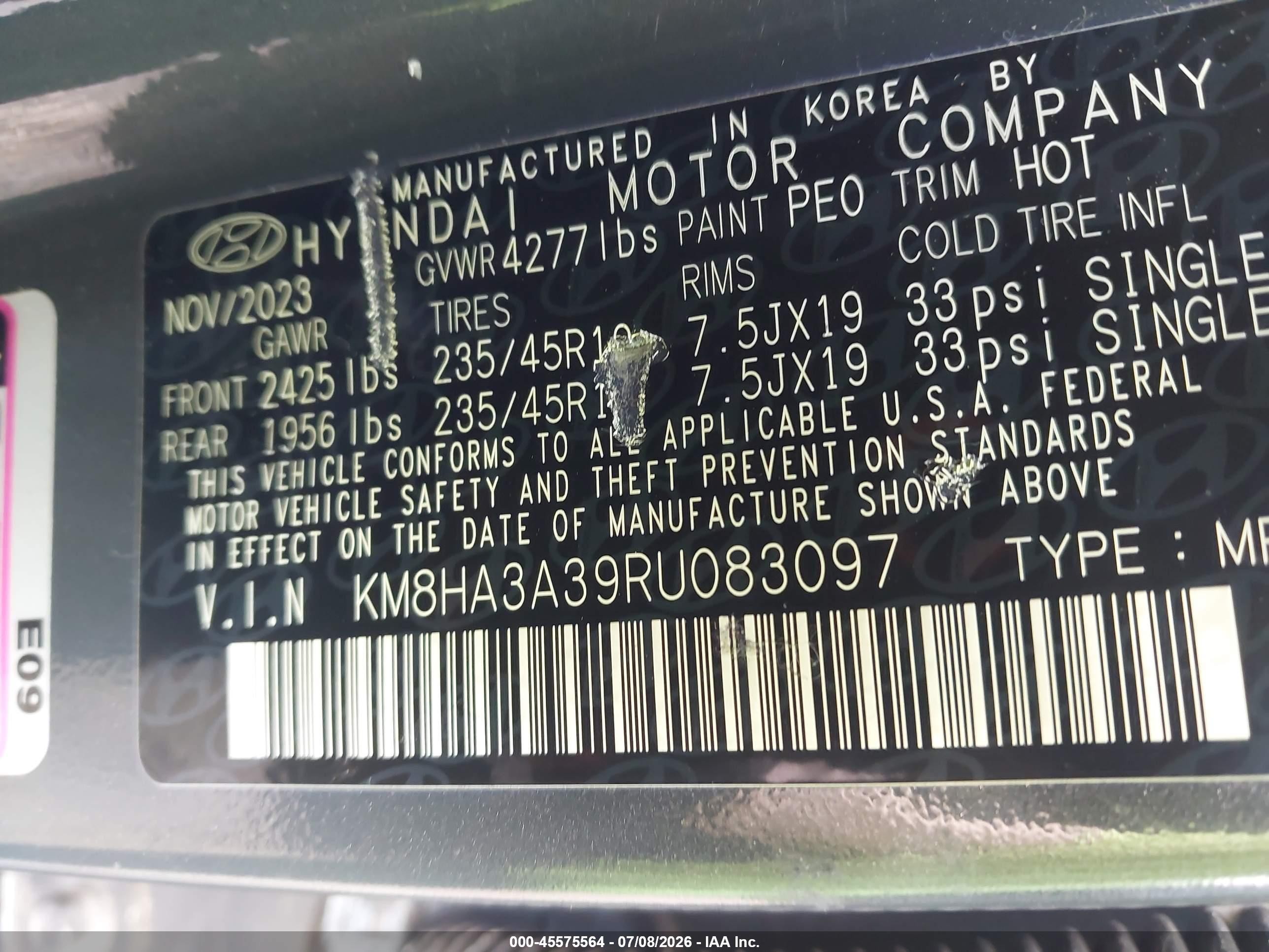 2024 Hyundai Kona N Line Gray vin: KM8HA3A39RU083097