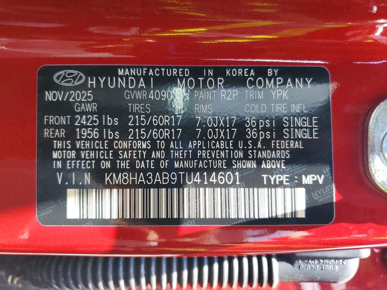 2026 Hyundai Kona Se Red vin: KM8HA3AB9TU414601