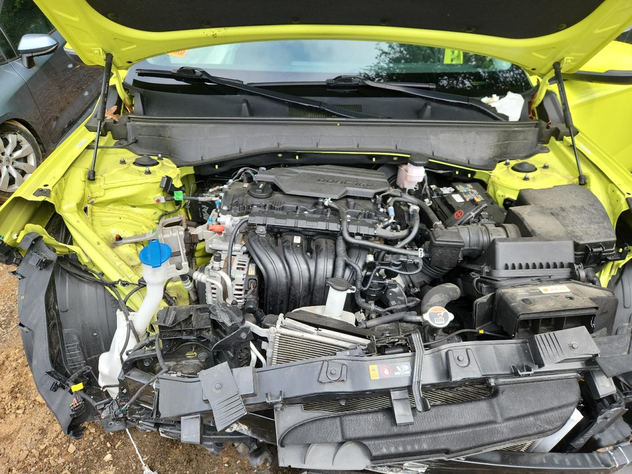 2024 Hyundai Kona Yellow vin: KM8HBCAB1RU159853 Damage: Core Support, Broken, Replacement Required