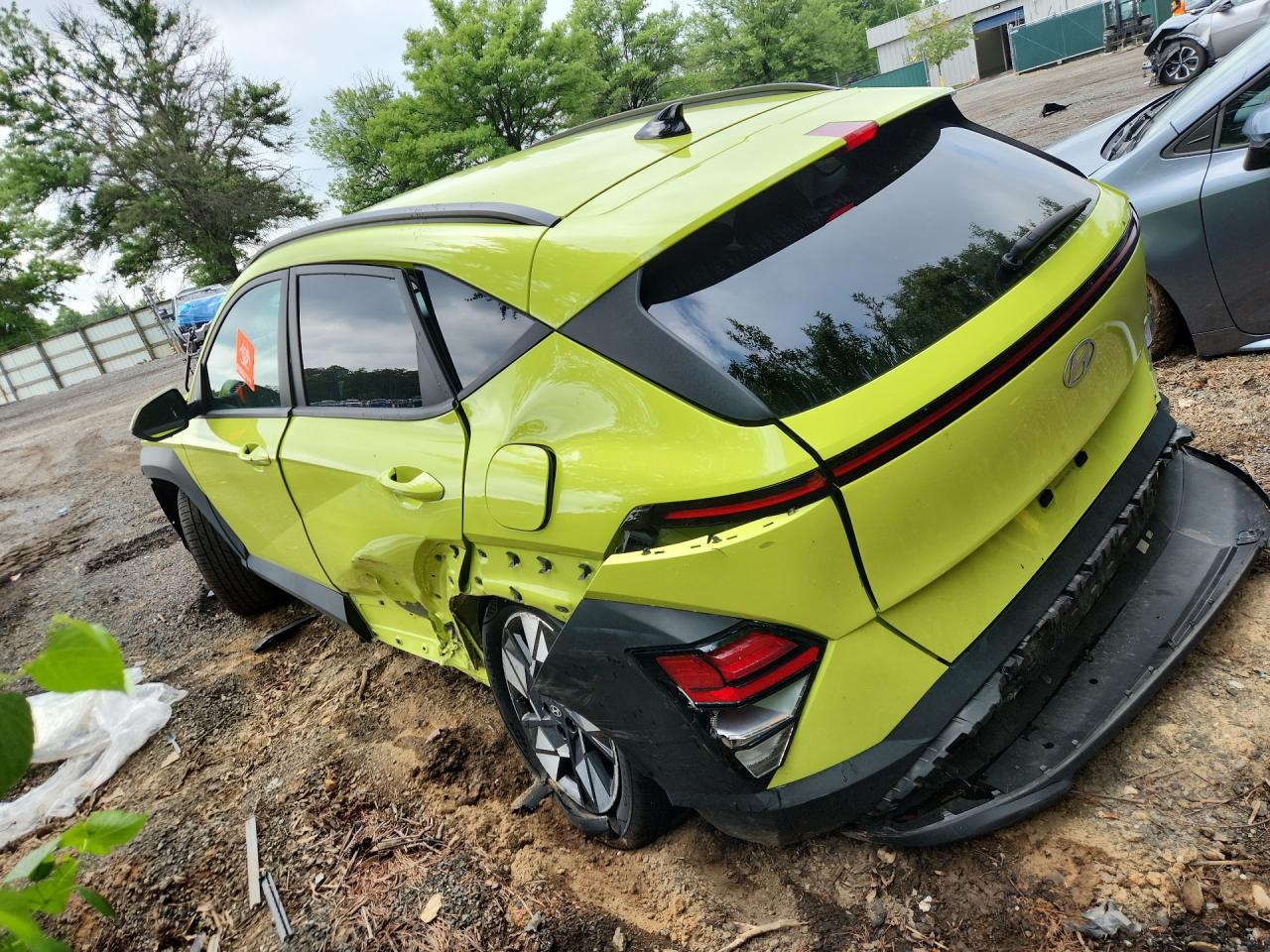 2024 Hyundai Kona Yellow vin: KM8HBCAB1RU159853 Damage: Left Qtr Panel, Dent(S) W/ Paint Dmg, > 12 Inches