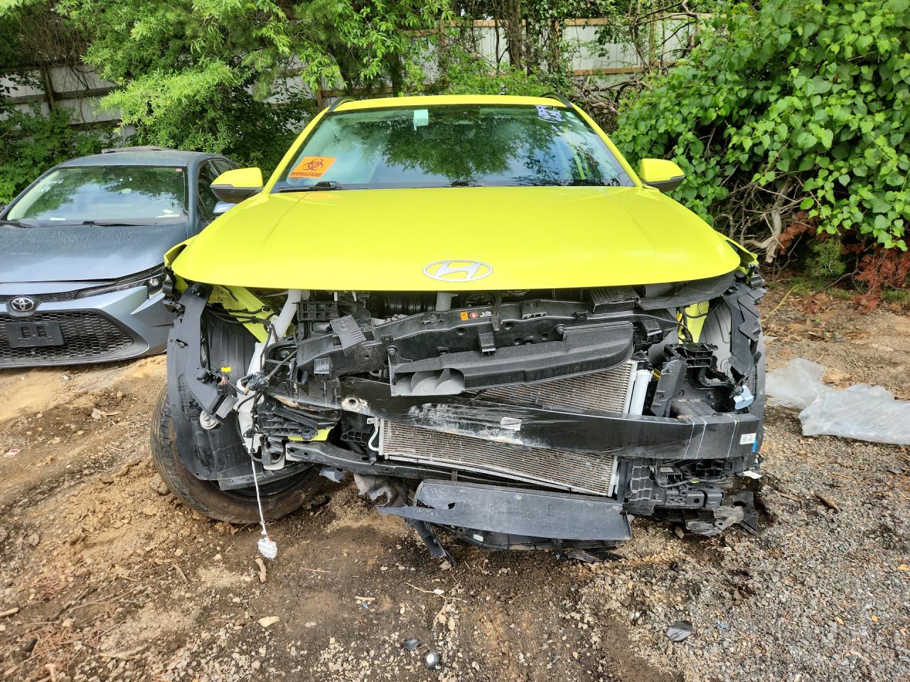 2024 Hyundai Kona Yellow vin: KM8HBCAB1RU159853 Damage: Front Bumper Reinforcement, Broken, Replacement Required