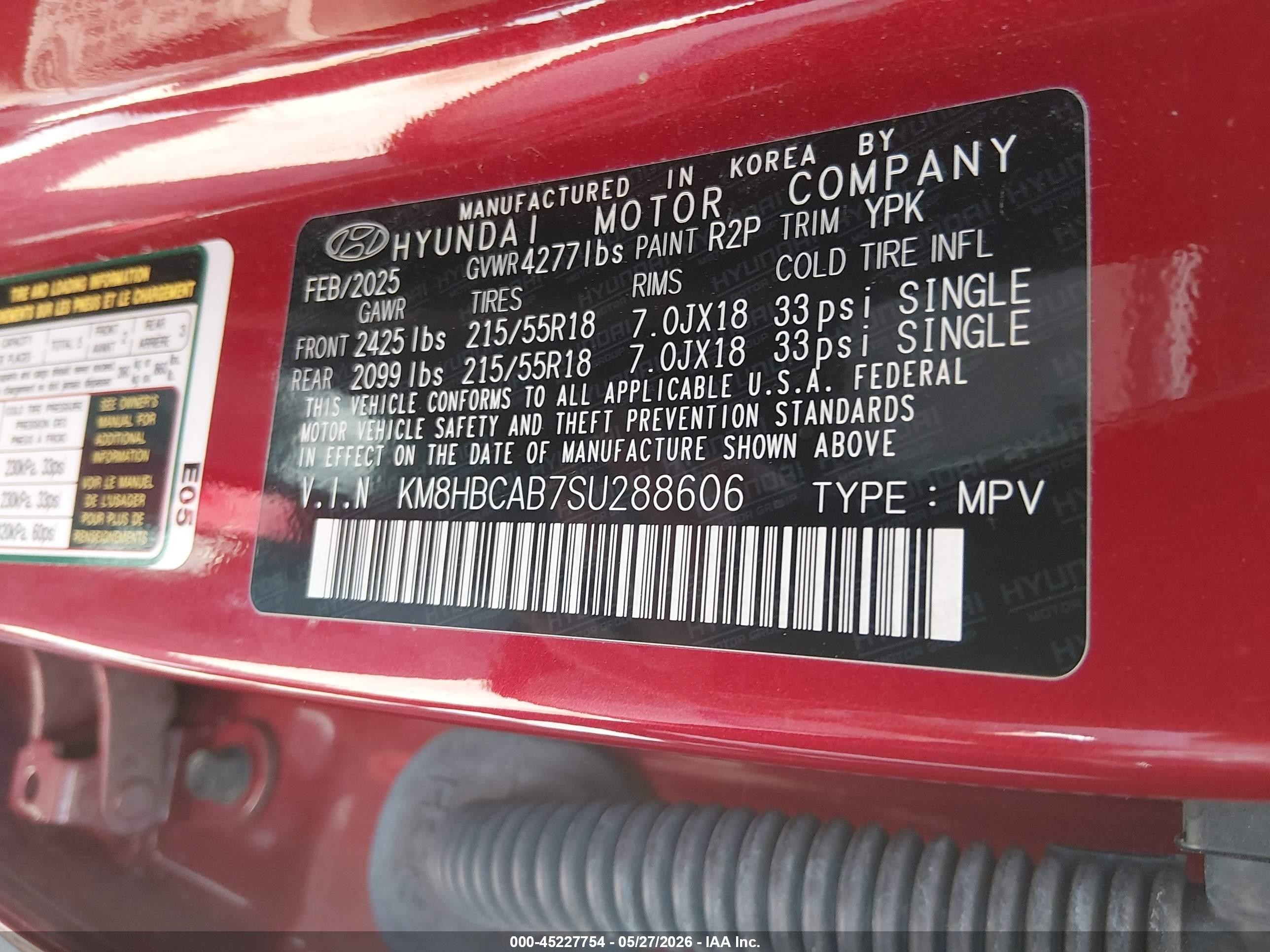 2025 Hyundai Kona Sel Красный vin: KM8HBCAB7SU288606