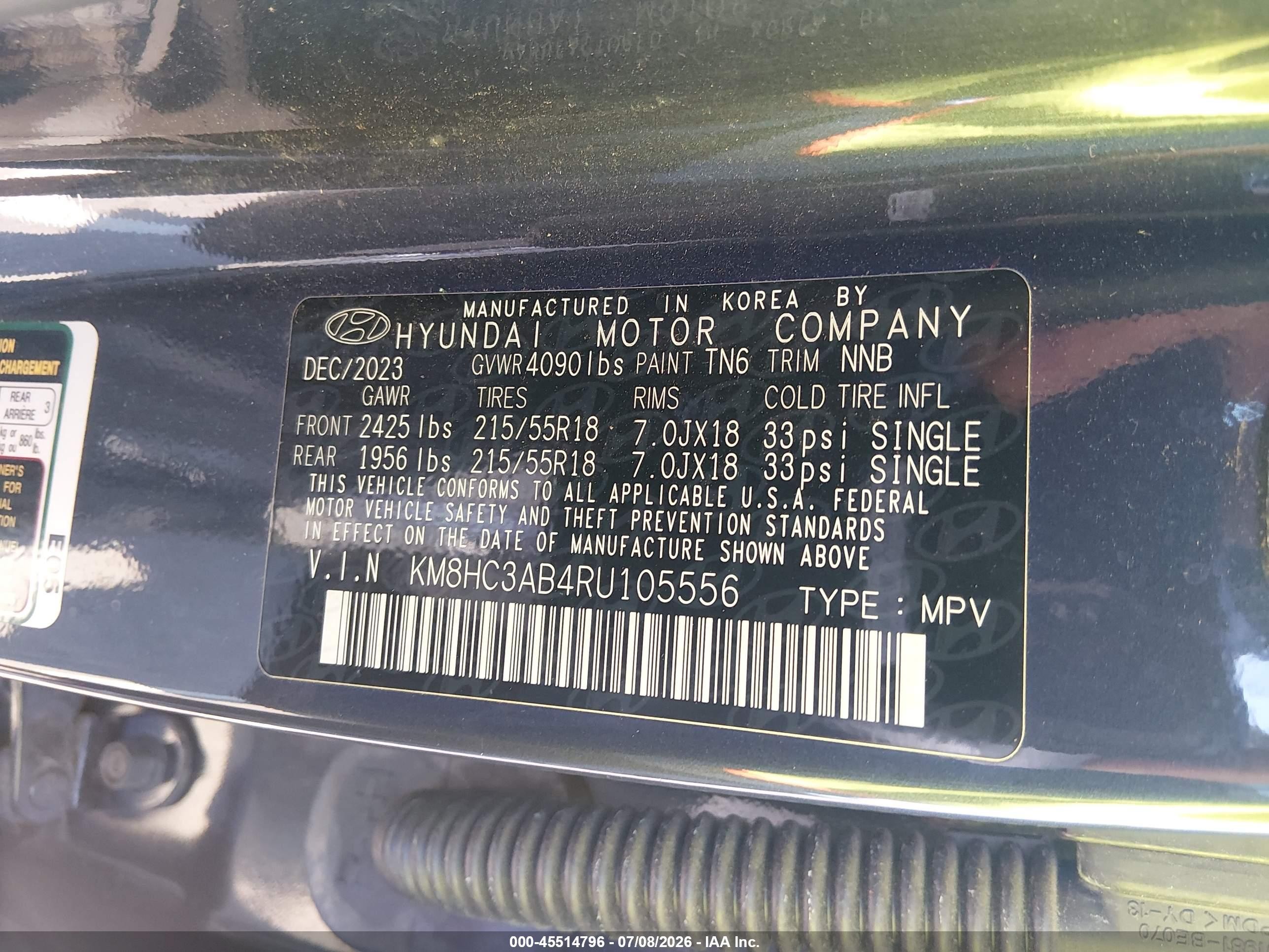 2024 Hyundai Kona Sel Gray vin: KM8HC3AB4RU105556