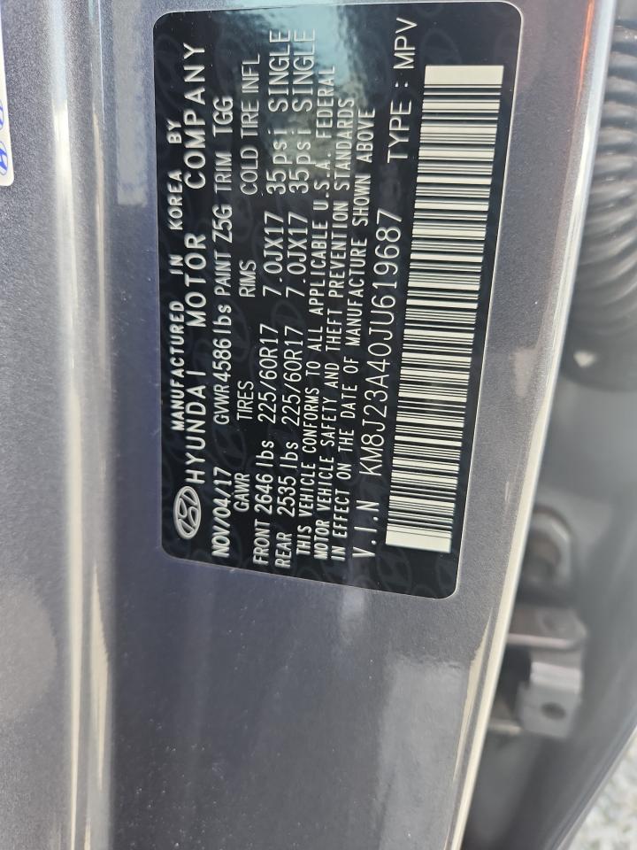 2018 Hyundai Tucson Se Gray vin: KM8J23A40JU619687