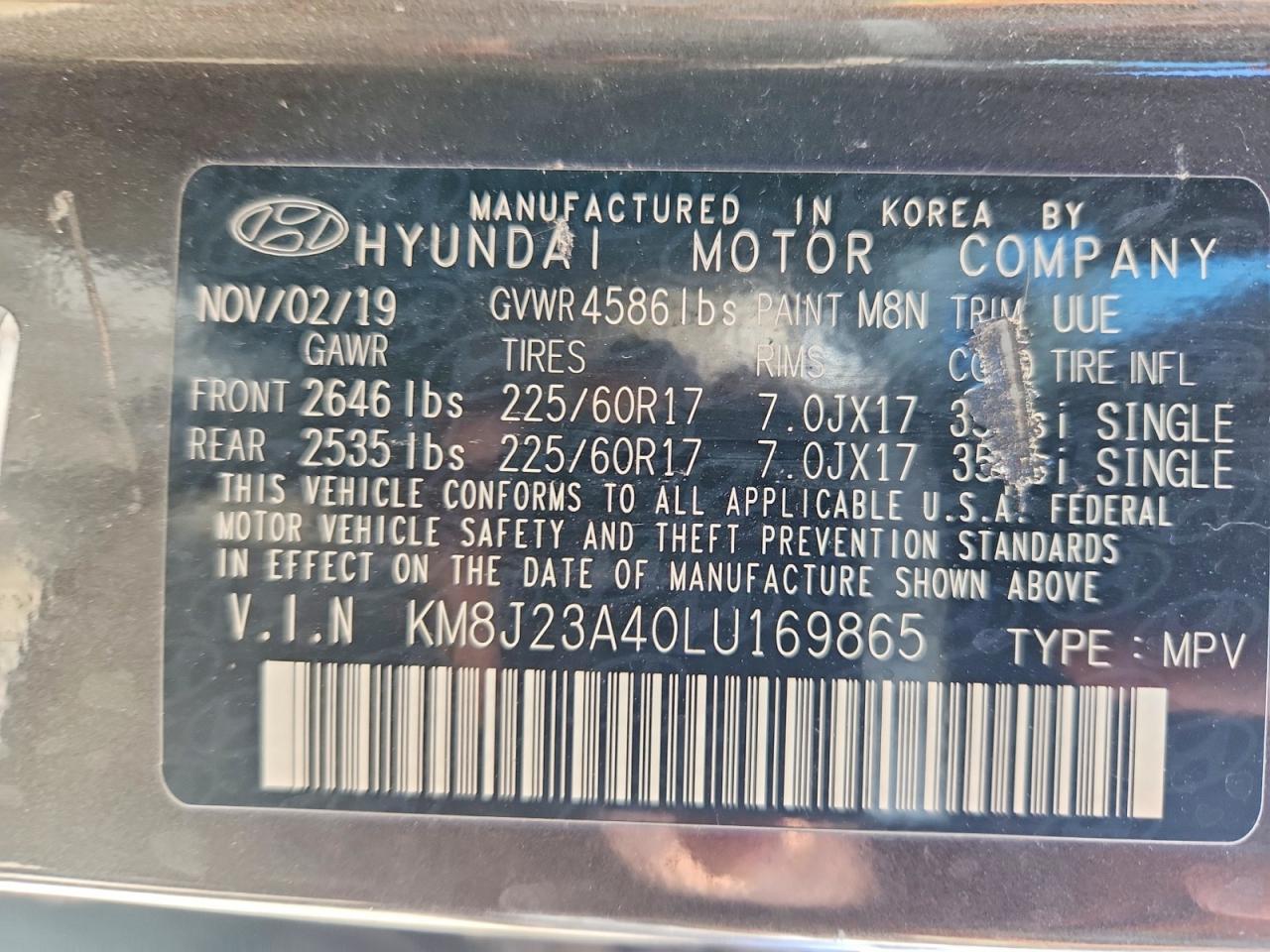 2020 Hyundai Tucson Se Gray vin: KM8J23A40LU169865
