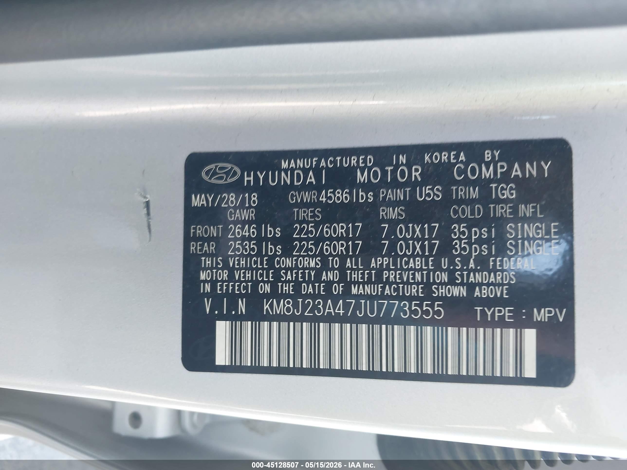 2018 Hyundai Tucson Se Серебряный vin: KM8J23A47JU773555