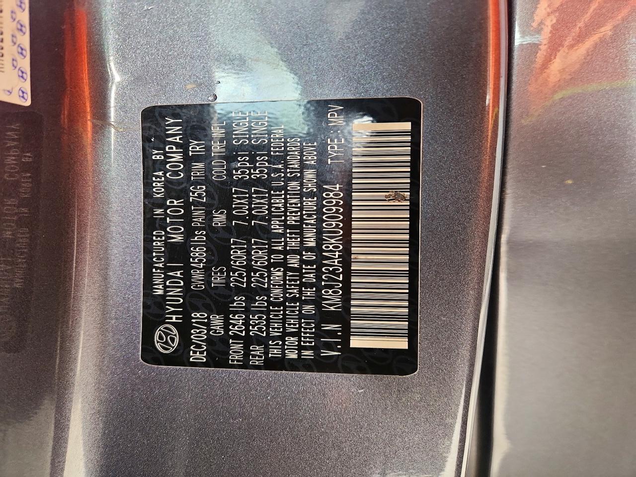 2019 Hyundai Tucson Se Silver vin: KM8J23A48KU909984