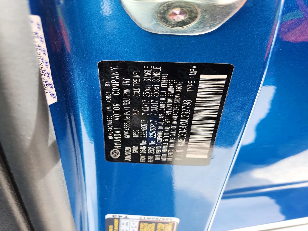 2021 Hyundai Tucson Se Blue vin: KM8J23A4XMU292798