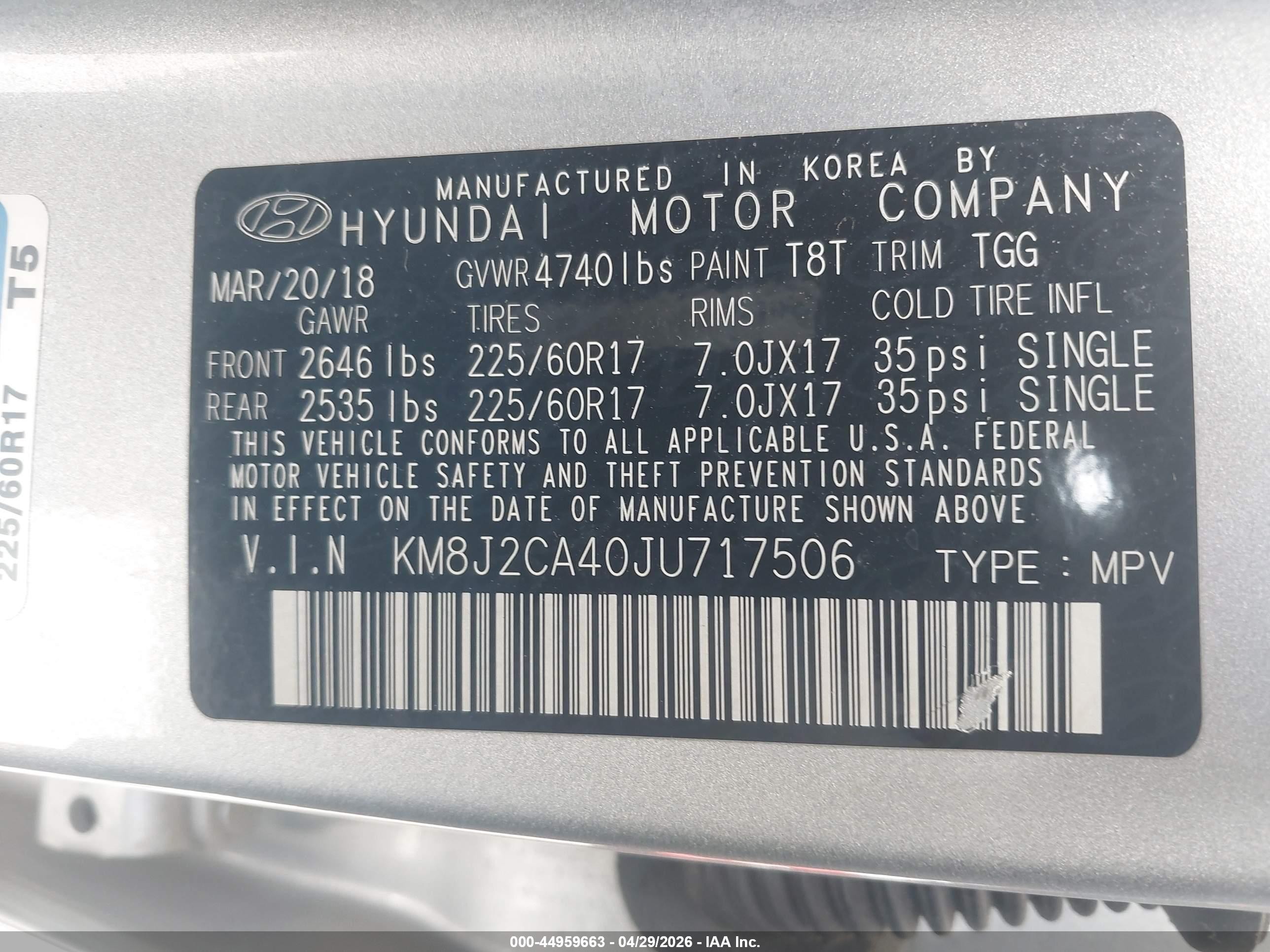 2018 Hyundai Tucson Se Серебряный vin: KM8J2CA40JU717506