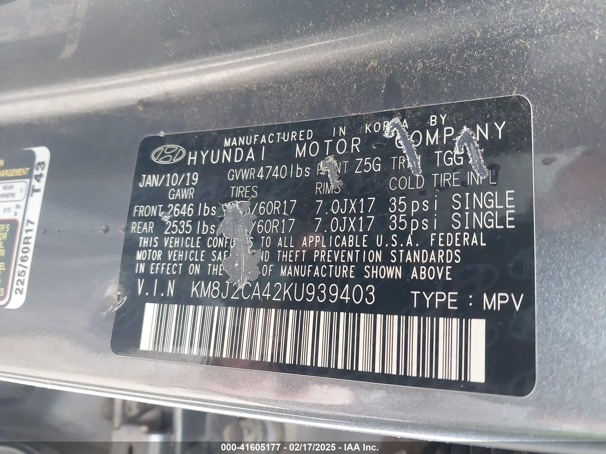 2019 Hyundai Tucson Se Gray vin: KM8J2CA42KU939403