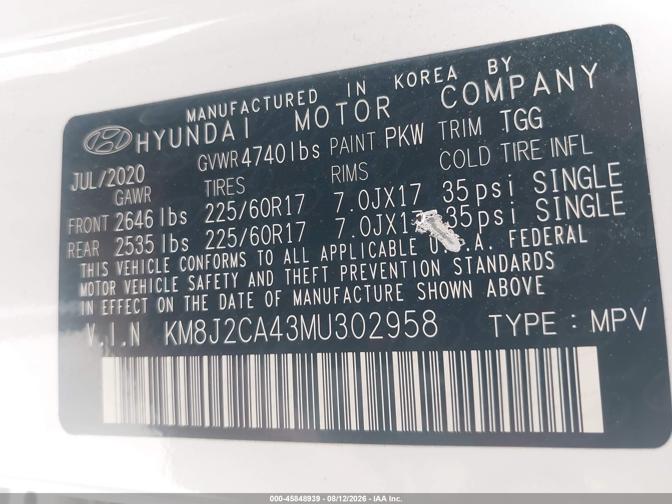2021 Hyundai Tucson Se White vin: KM8J2CA43MU302958