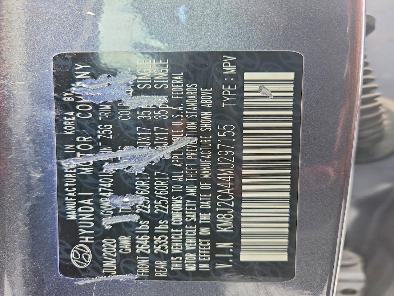 2021 Hyundai Tucson Se Gray vin: KM8J2CA44MU297155