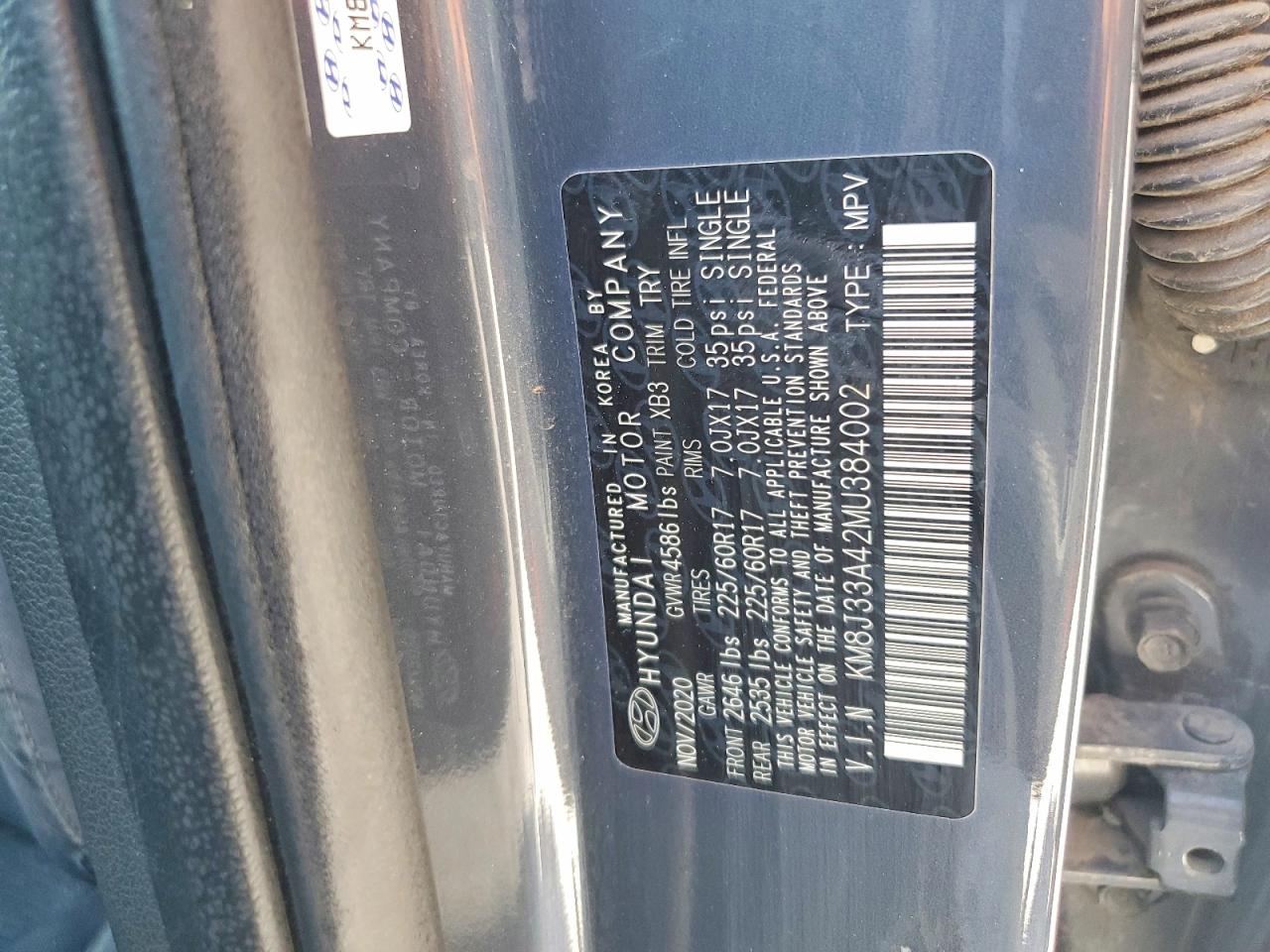 2021 Hyundai Tucson Value Gray vin: KM8J33A42MU384002
