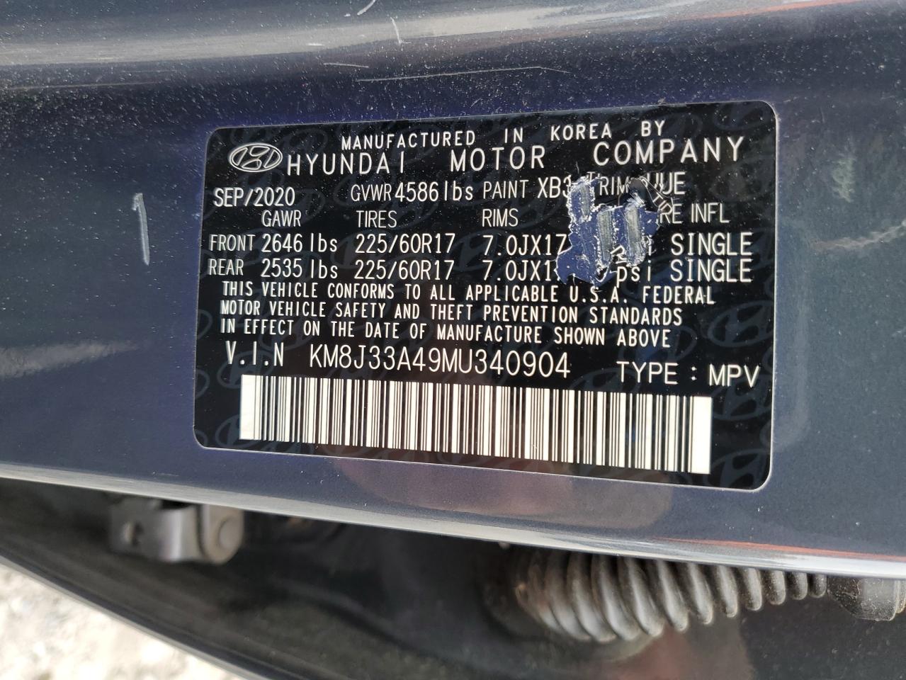 2021 Hyundai Tucson Limited Blue vin: KM8J33A49MU340904