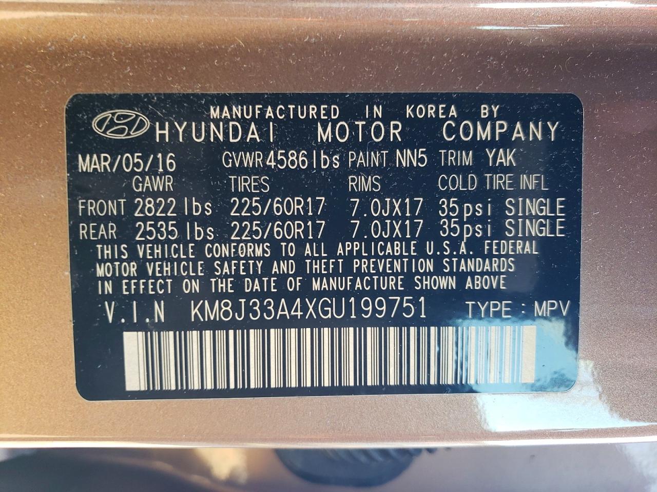 2016 Hyundai Tucson Se Brown vin: KM8J33A4XGU199751