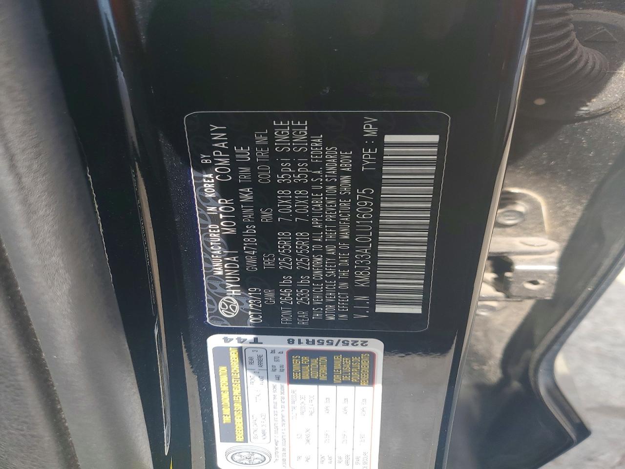 2020 Hyundai Tucson Limited Черный vin: KM8J33AL0LU160975