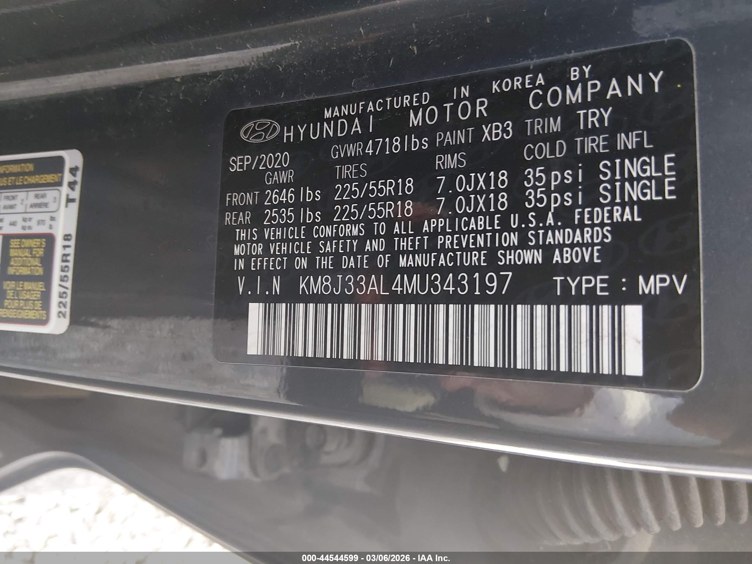 2021 Hyundai Tucson Sel Gray vin: KM8J33AL4MU343197