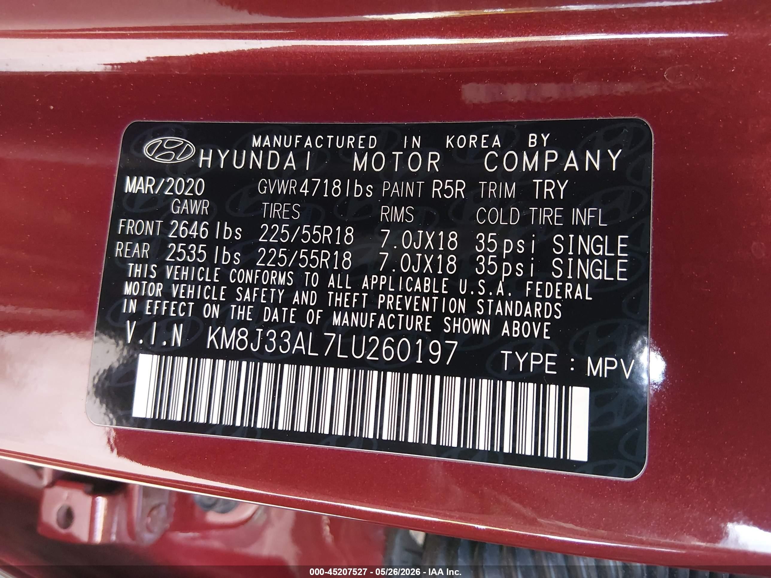 2020 Hyundai Tucson Ultimate Red vin: KM8J33AL7LU260197