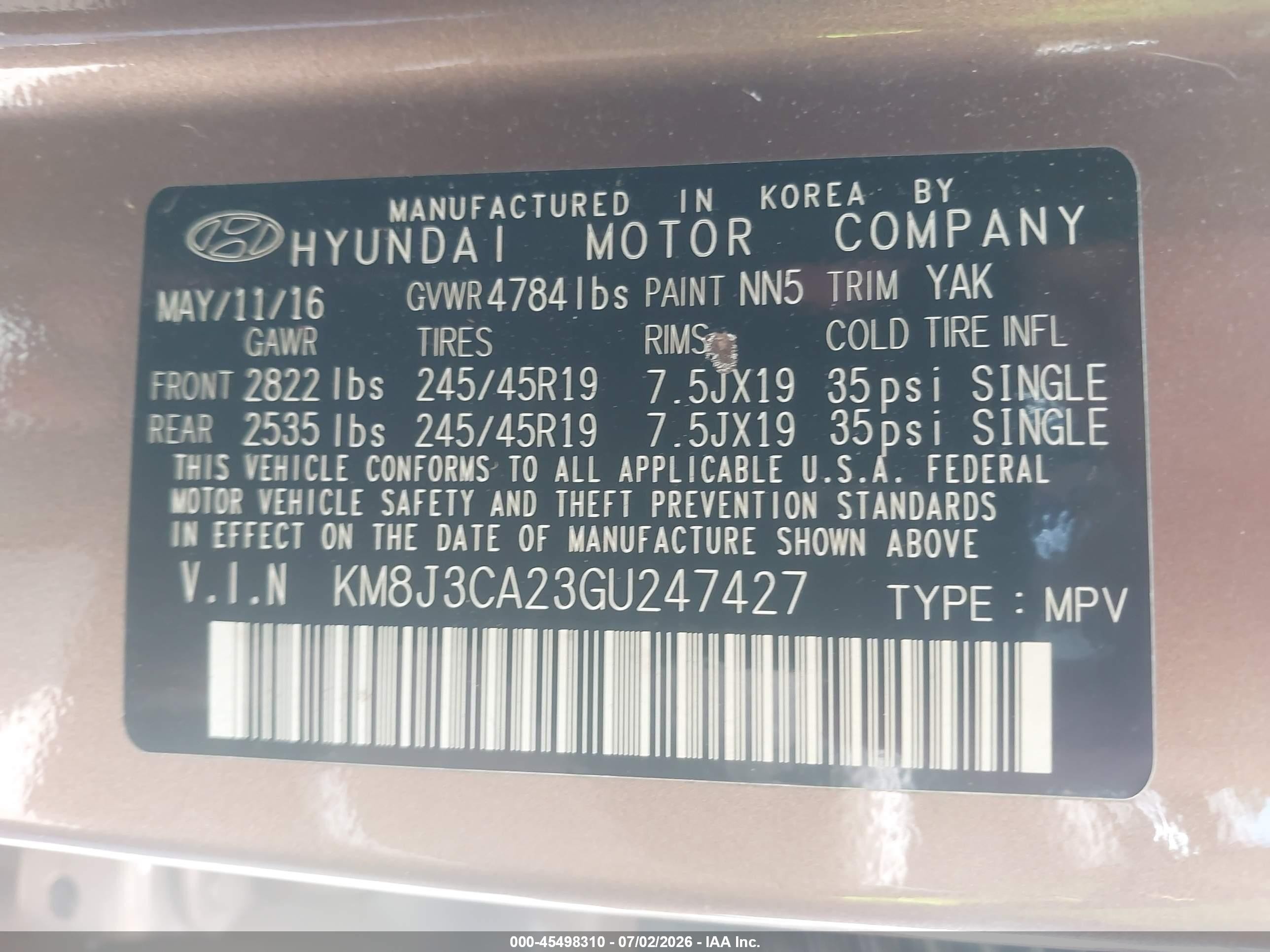 2016 Hyundai Tucson Sport Brown vin: KM8J3CA23GU247427