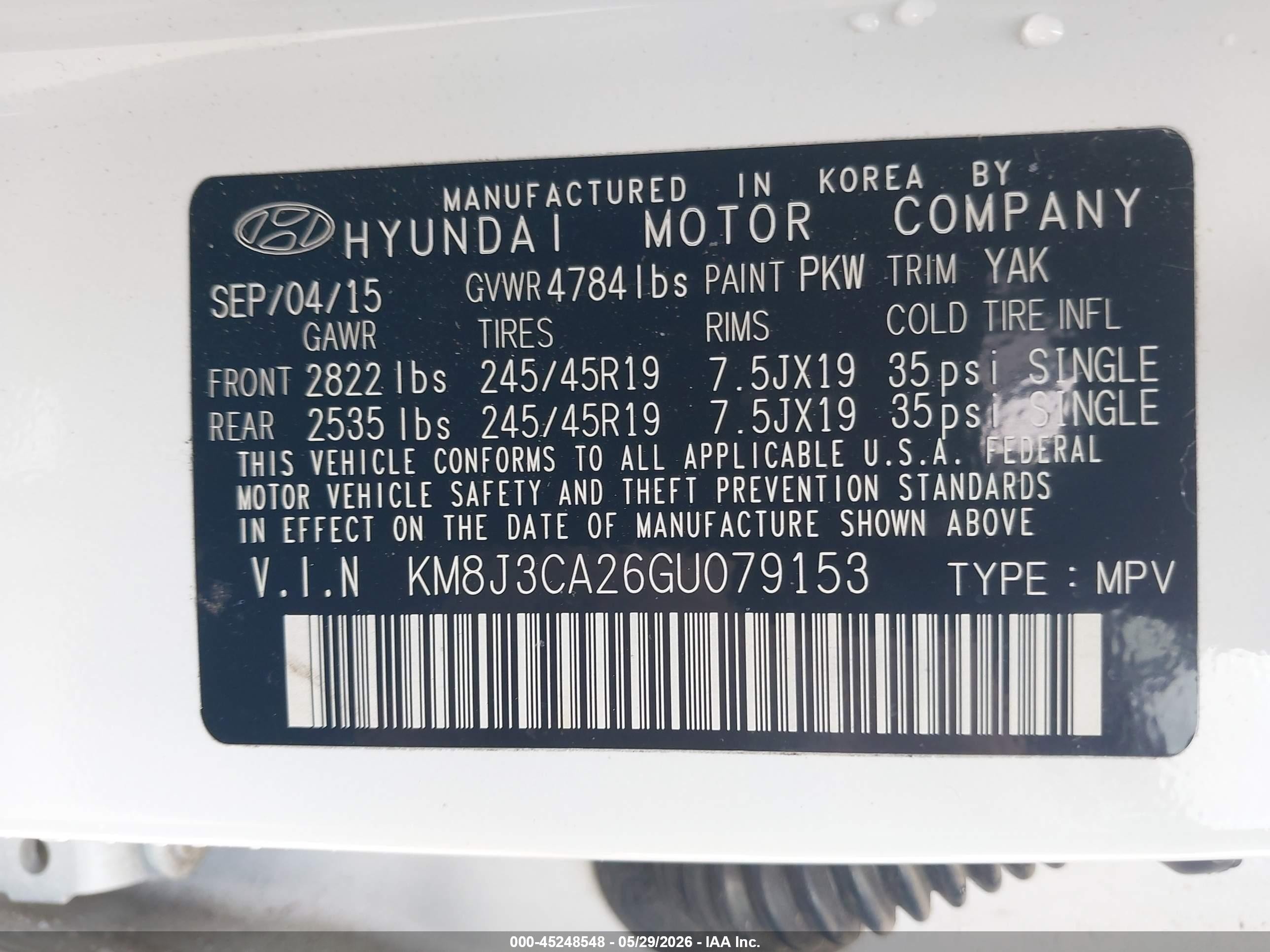 2016 Hyundai Tucson Limited White vin: KM8J3CA26GU079153
