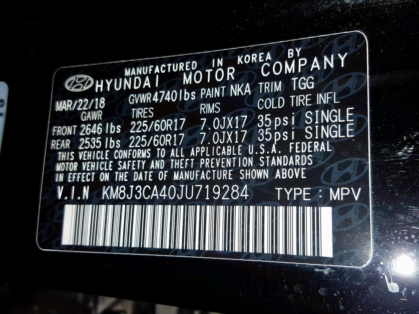 2018 Hyundai Tucson Sel Black vin: KM8J3CA40JU719284