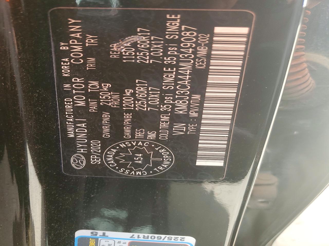 2021 Hyundai Tucson Value Черный vin: KM8J3CA44MU349087