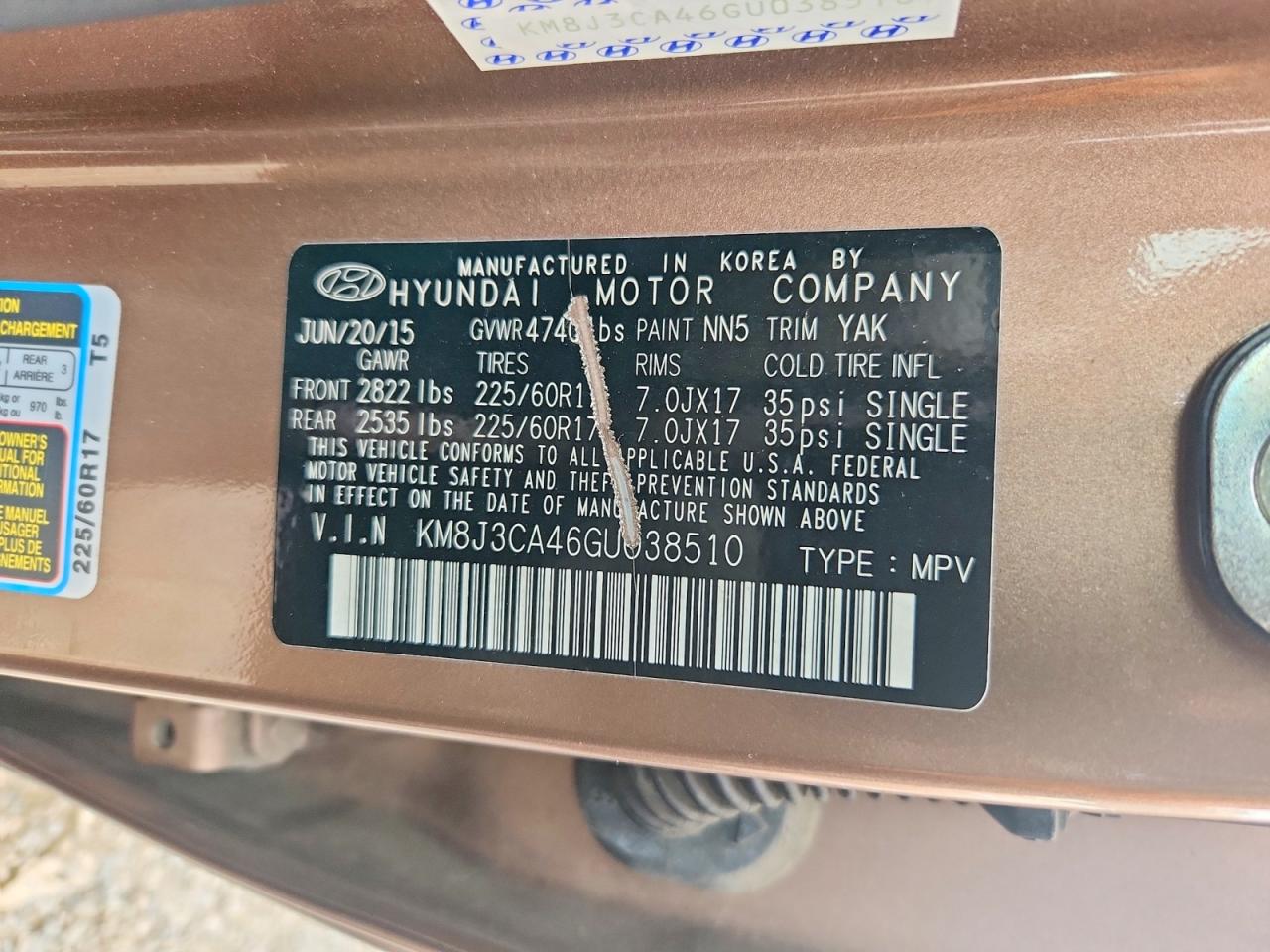 2016 Hyundai Tucson Se Brown vin: KM8J3CA46GU038510
