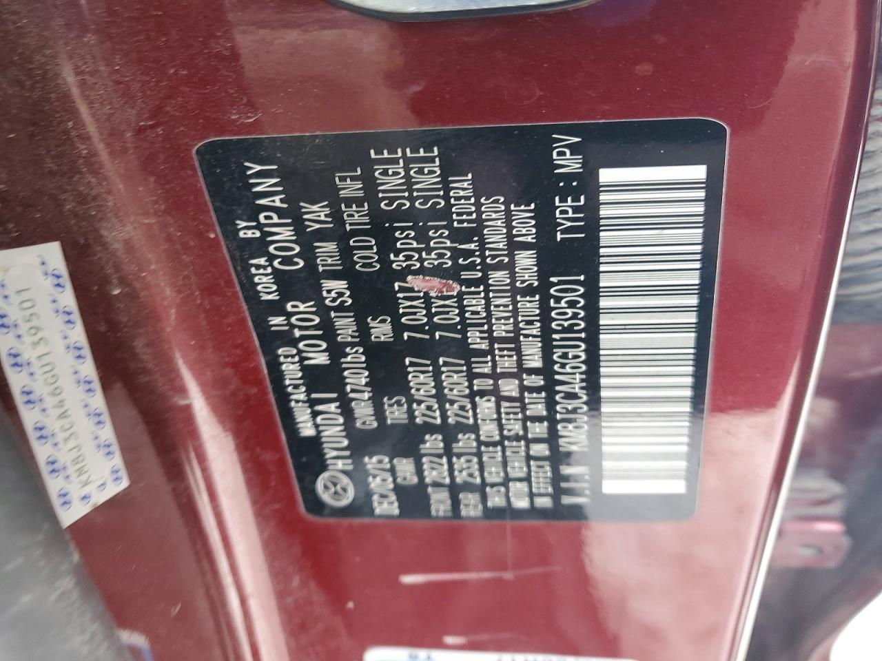 2016 Hyundai Tucson Limited Темно-бордовый vin: KM8J3CA46GU139501