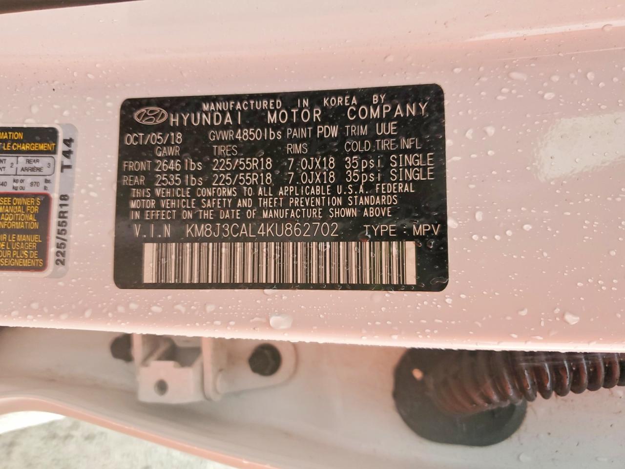 2019 Hyundai Tucson Limited White vin: KM8J3CAL4KU862702