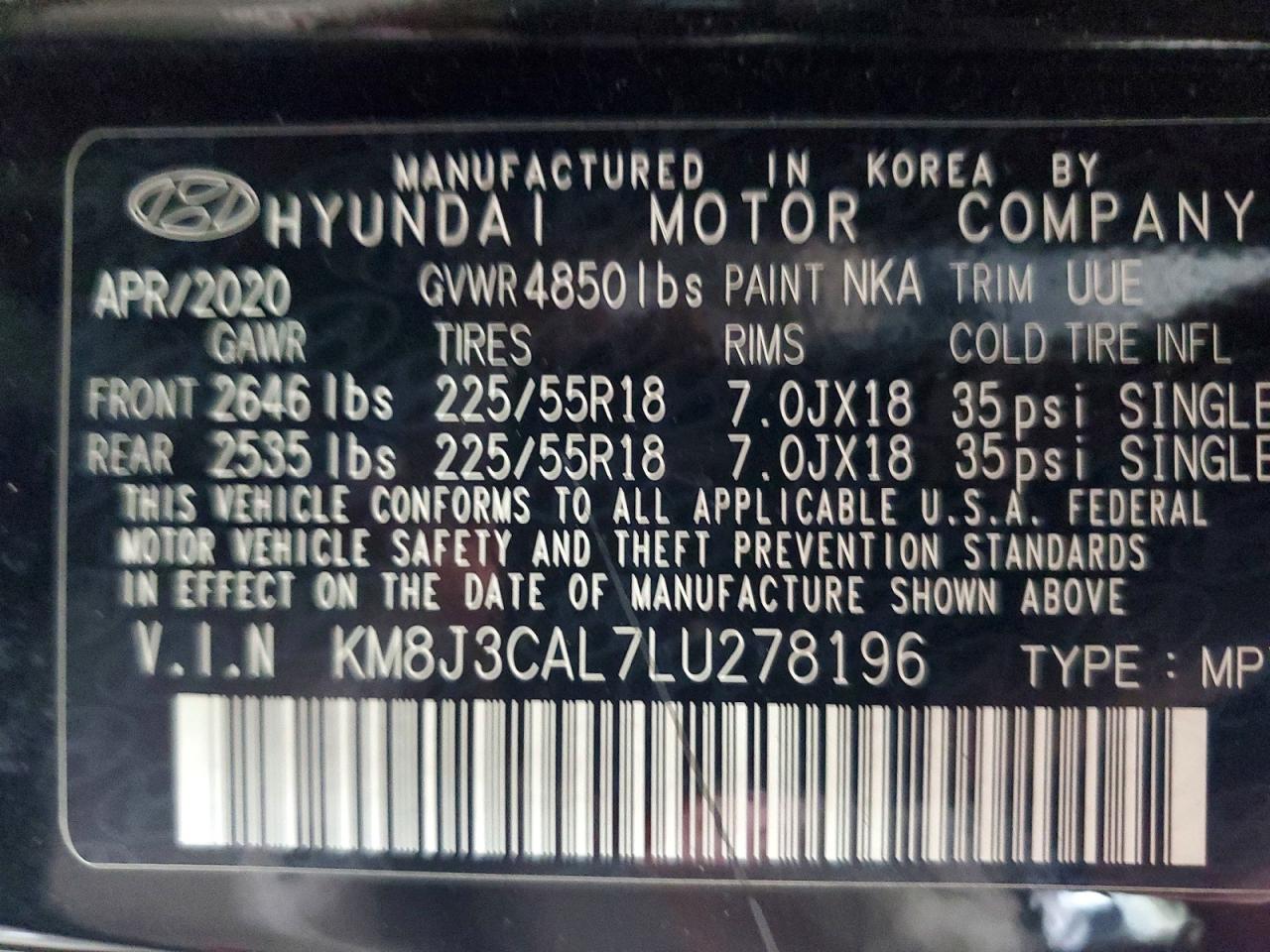 2020 Hyundai Tucson Limited Black vin: KM8J3CAL7LU278196
