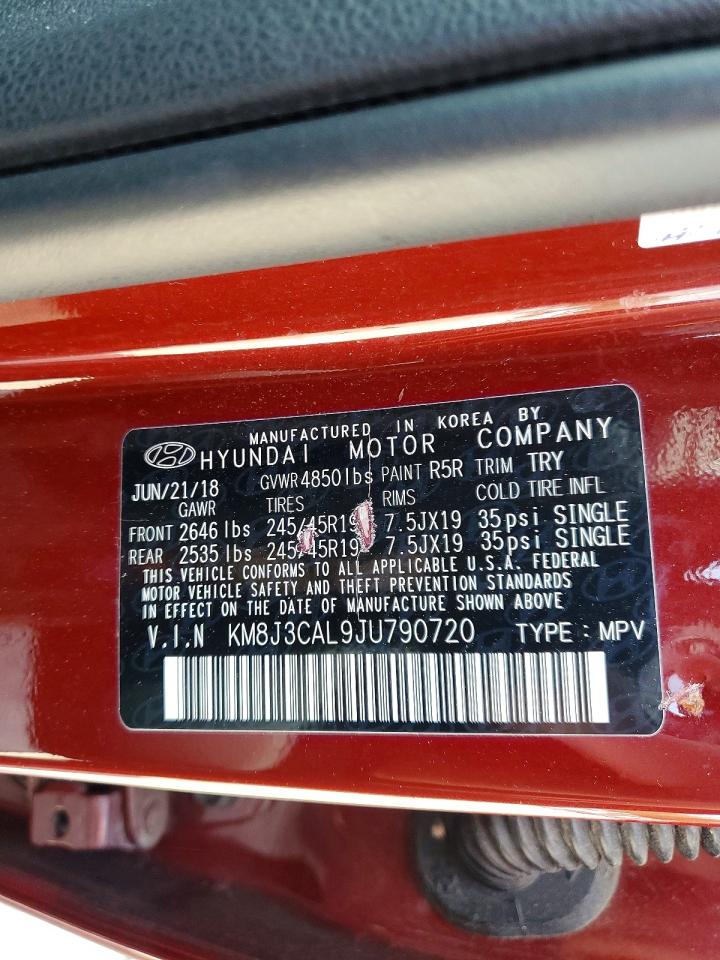 2018 Hyundai Tucson Sport Red vin: KM8J3CAL9JU790720