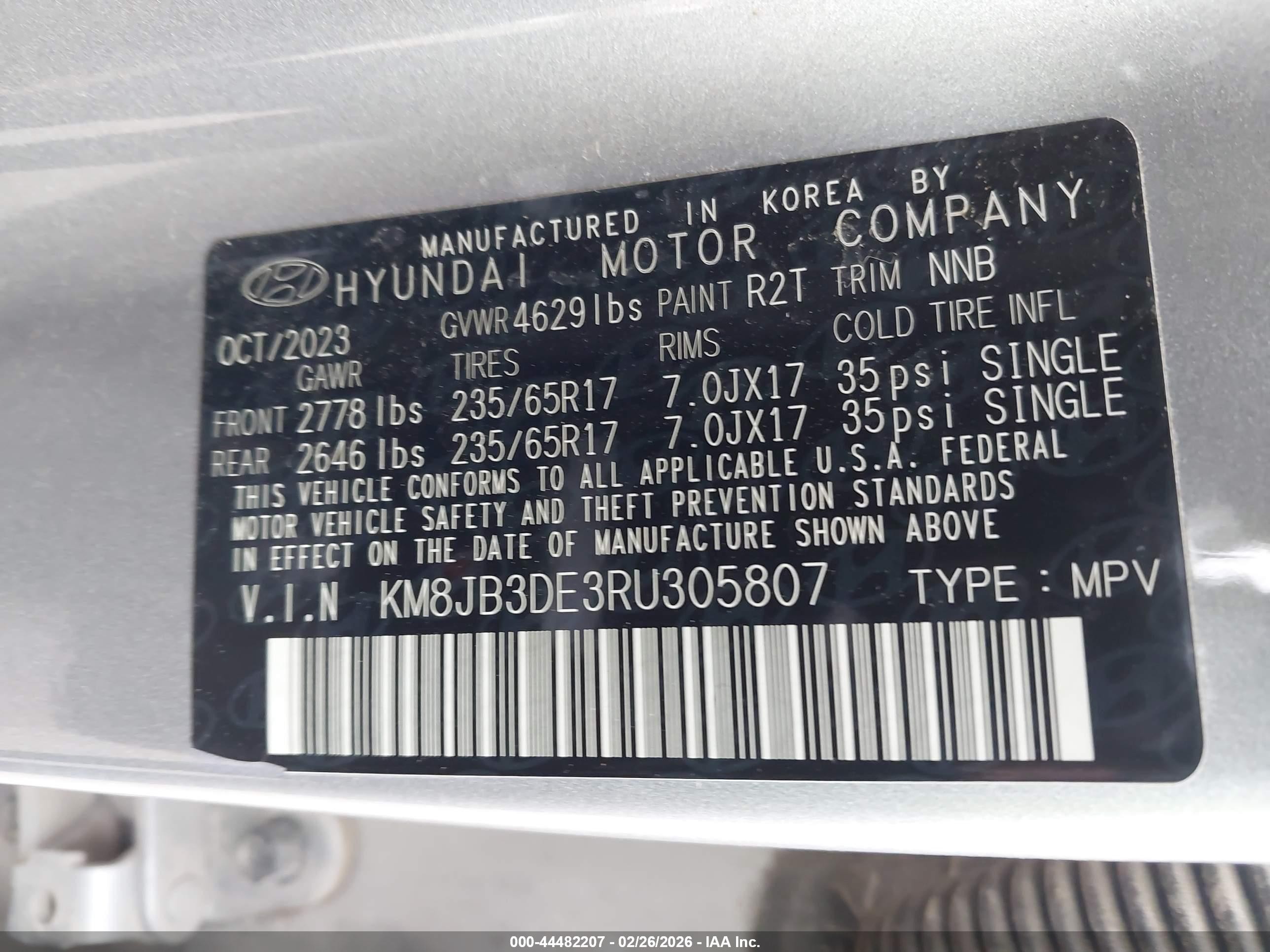 2024 Hyundai Tucson Sel Gray vin: KM8JB3DE3RU305807