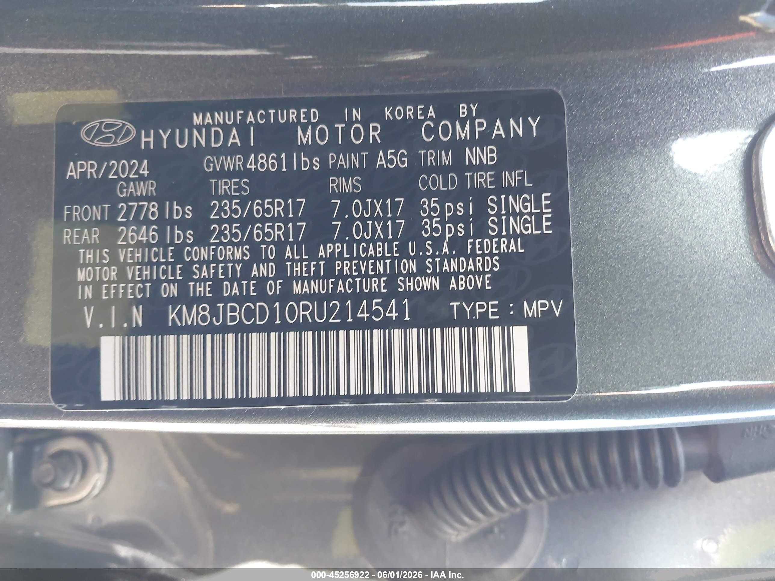 2024 Hyundai Tucson Hybrid Blue Серый vin: KM8JBCD10RU214541