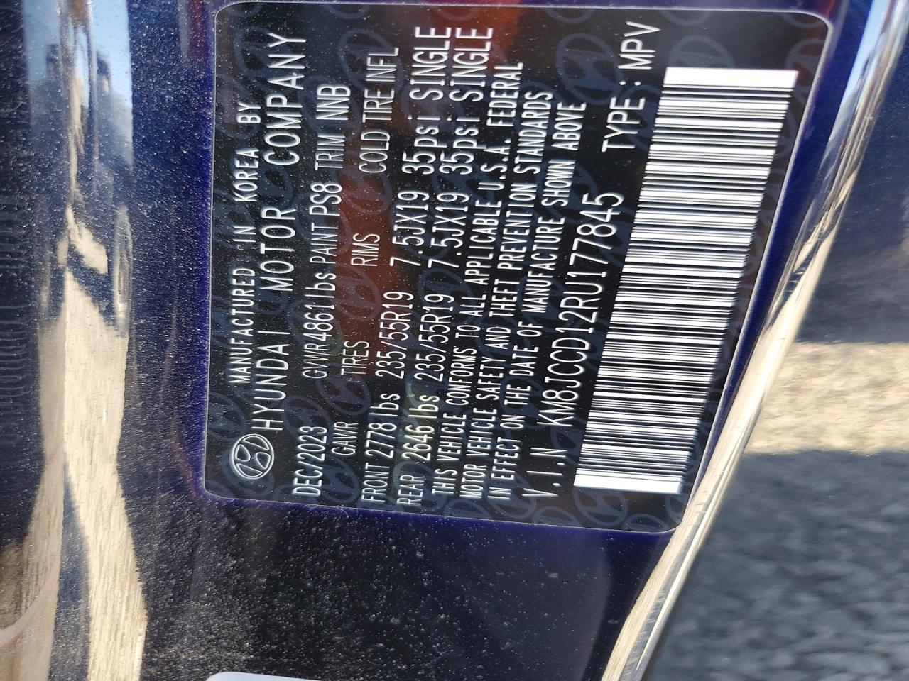 2024 Hyundai Tucson Sel Convenience Blue vin: KM8JCCD12RU177845