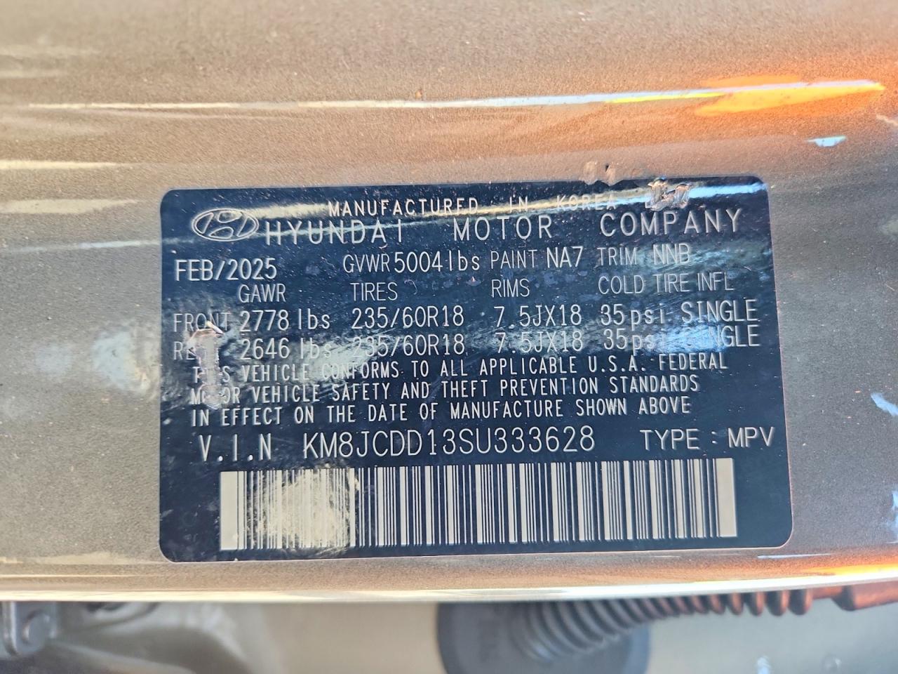 2025 Hyundai Tucson Sel Convenience Коричневый vin: KM8JCDD13SU333628