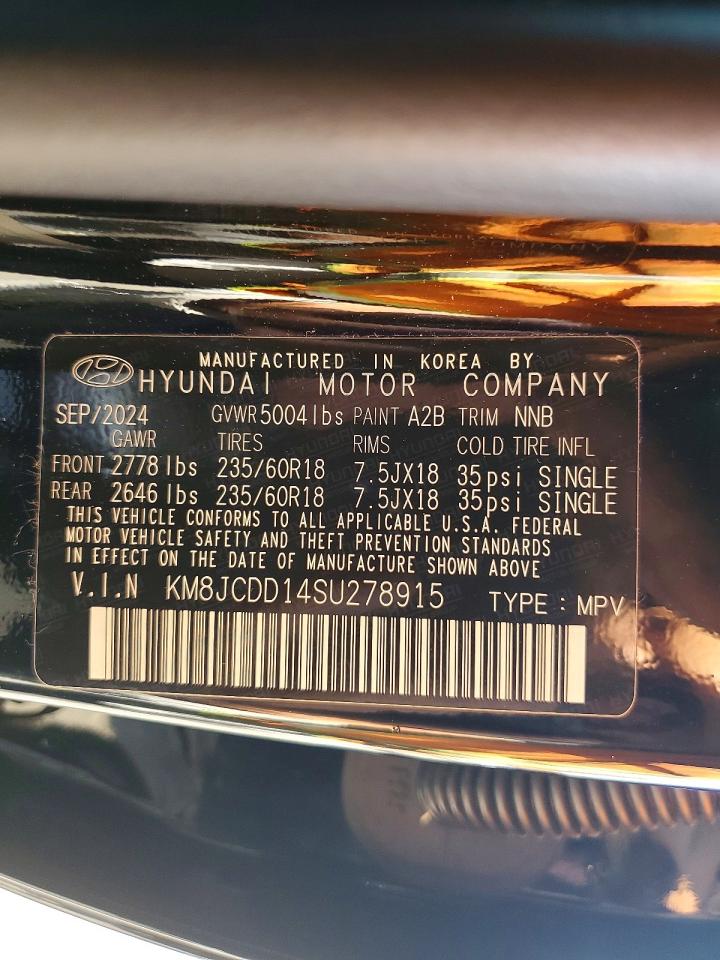 2025 Hyundai Tucson Sel Convenience Black vin: KM8JCDD14SU278915