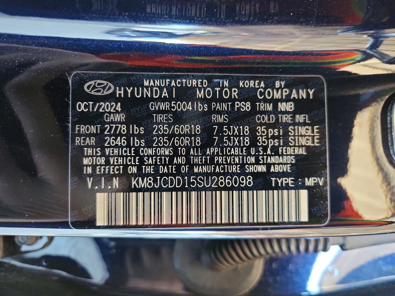 2025 Hyundai Tucson Sel Convenience Blue vin: KM8JCDD15SU286098