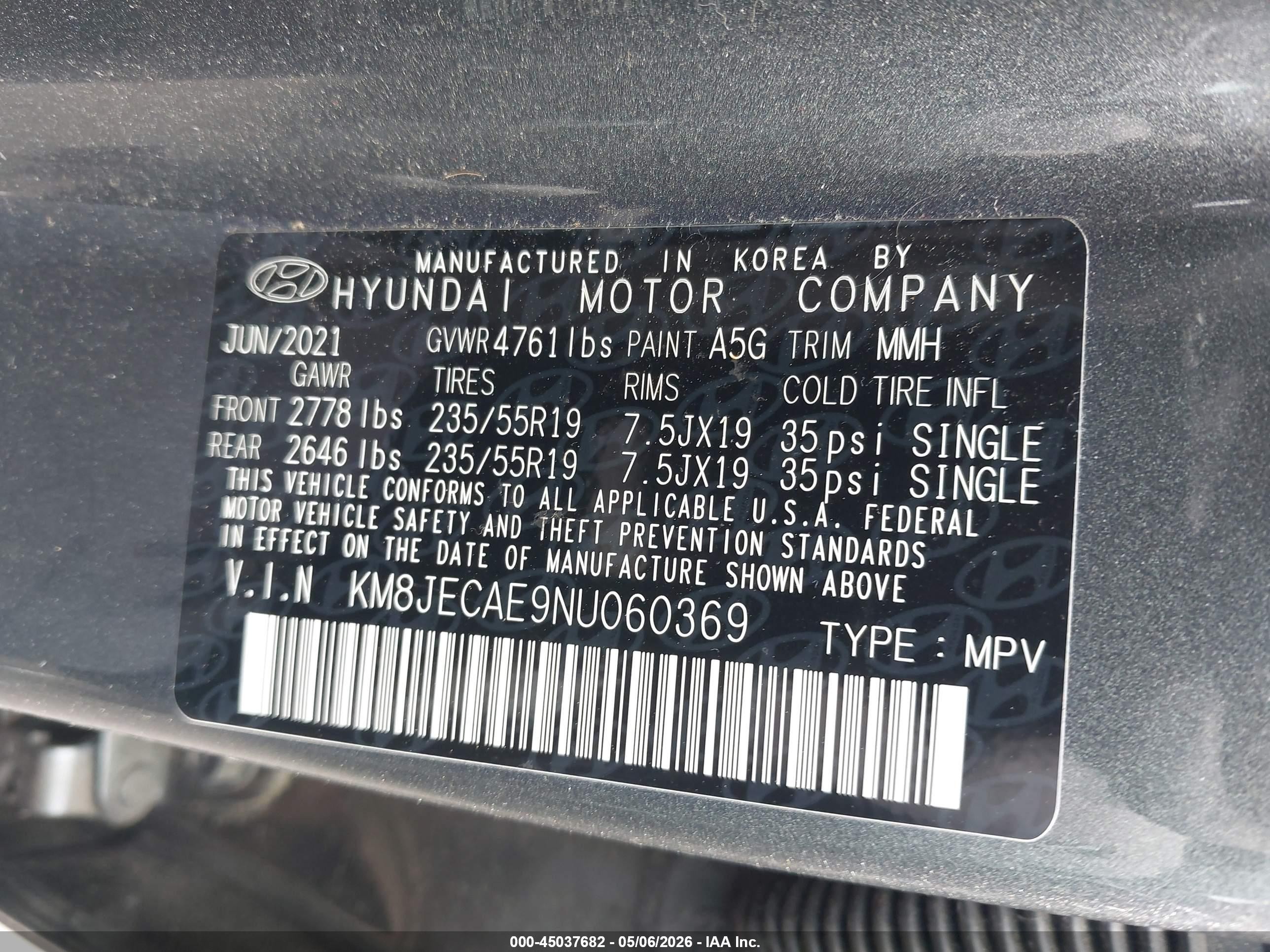 2022 Hyundai Tucson Limited Gray vin: KM8JECAE9NU060369