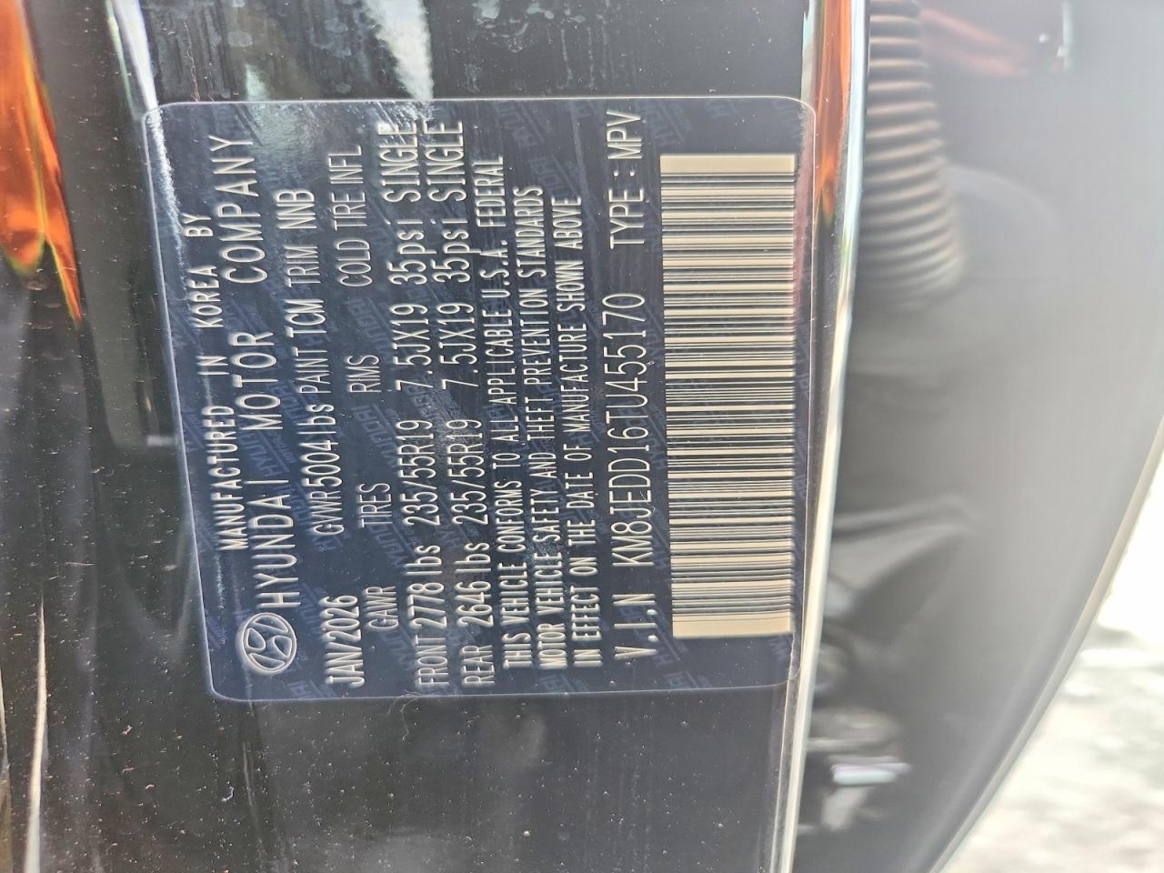 2026 Hyundai Tucson Hybrid Limited Black vin: KM8JEDD16TU455170