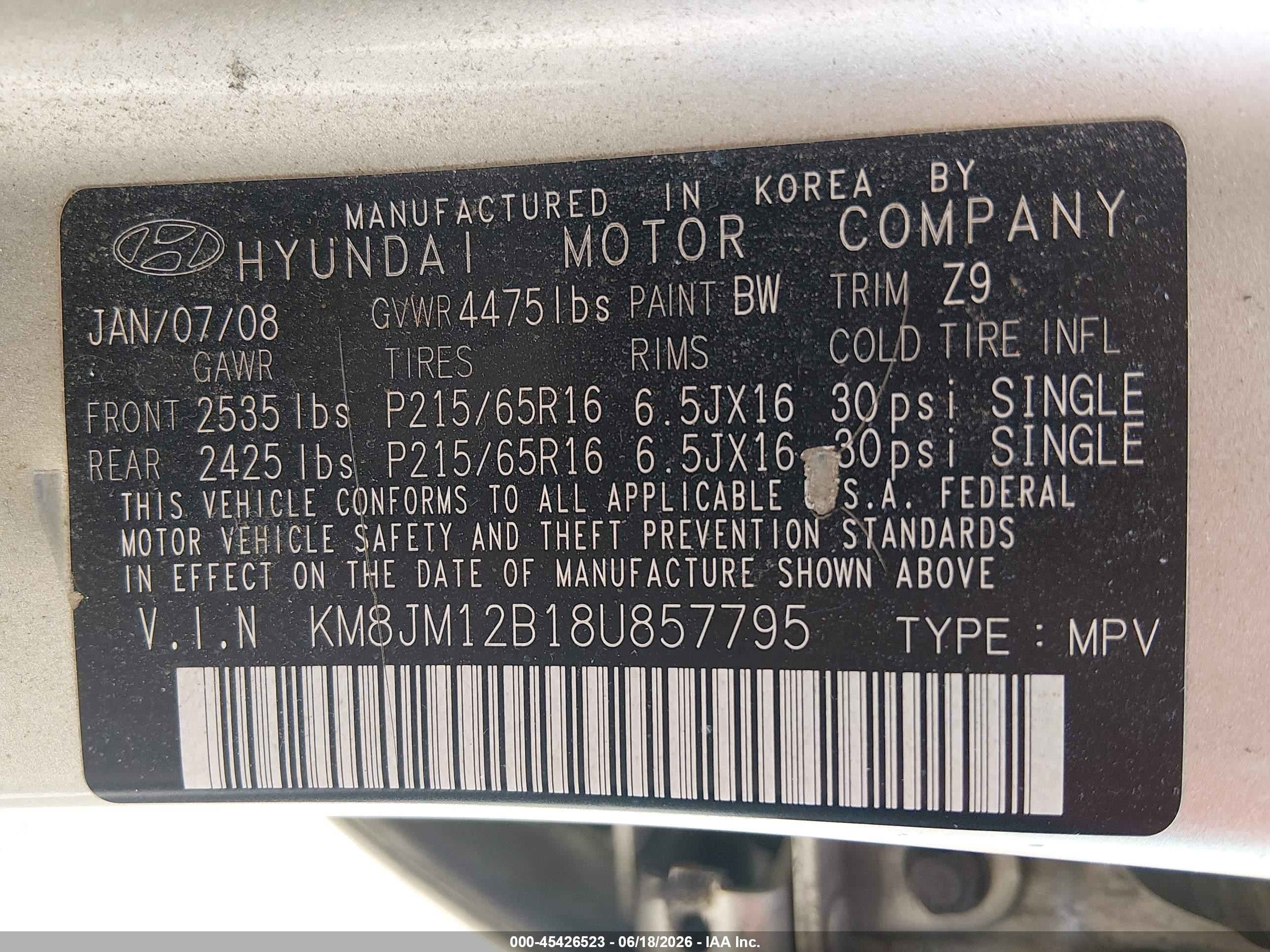 2008 Hyundai Tucson Gls Gray vin: KM8JM12B18U857795
