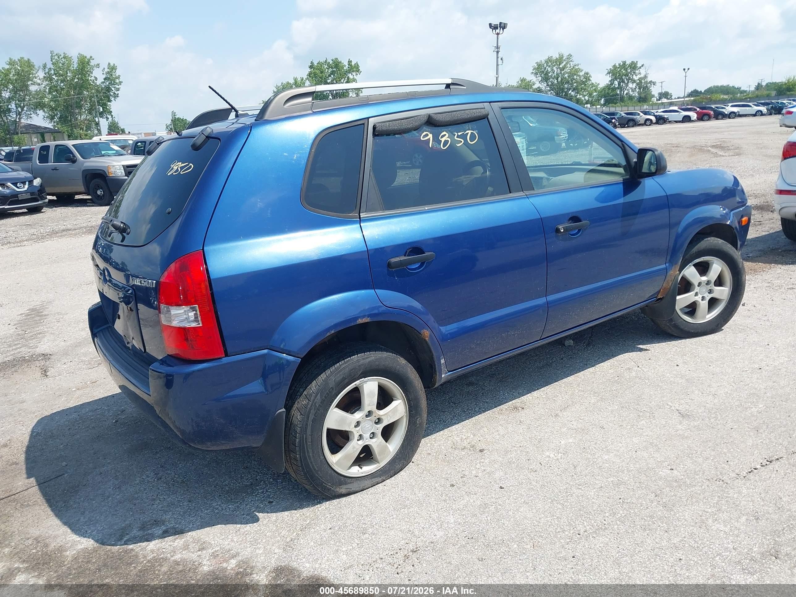 2007 Hyundai Tucson Gls Blue vin: KM8JM12B37U648041