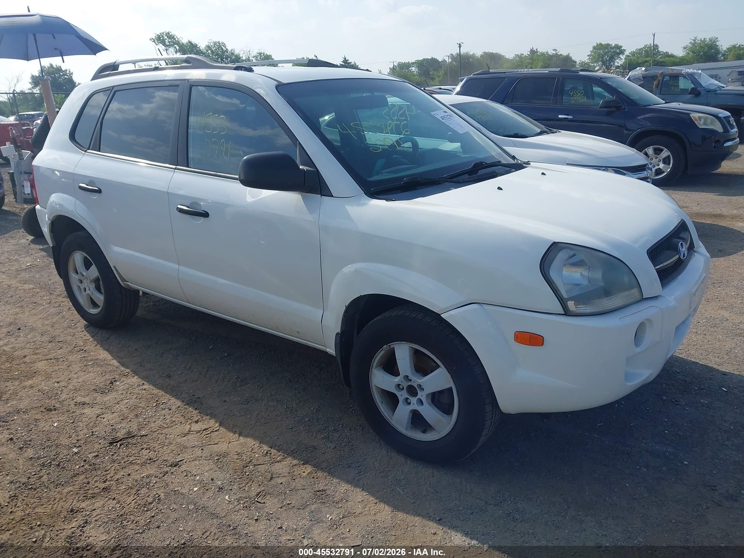2005 Hyundai Tucson Gl White vin: KM8JM12B55U079805