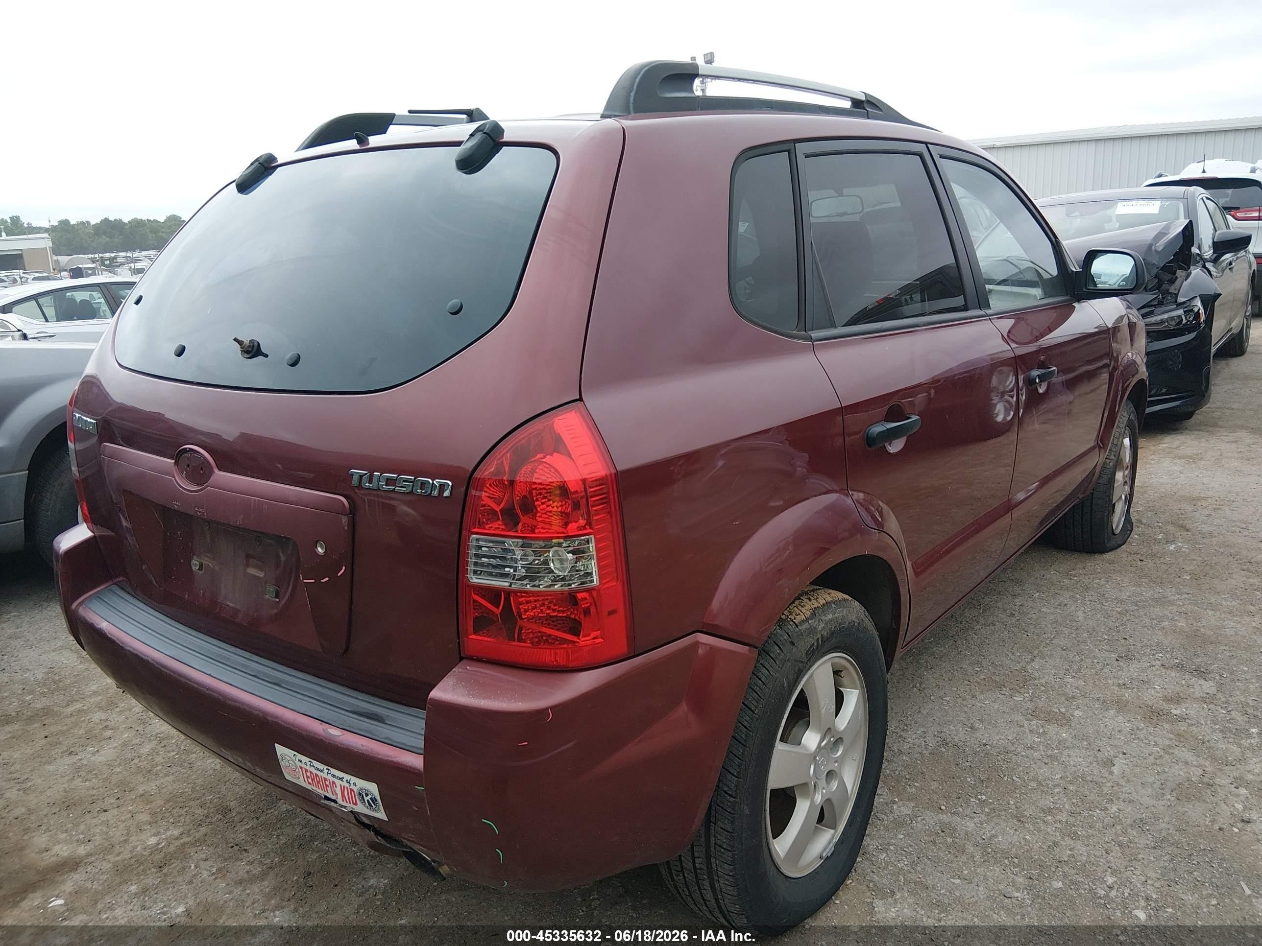 2005 Hyundai Tucson Gl Burgundy vin: KM8JM12BX5U109820