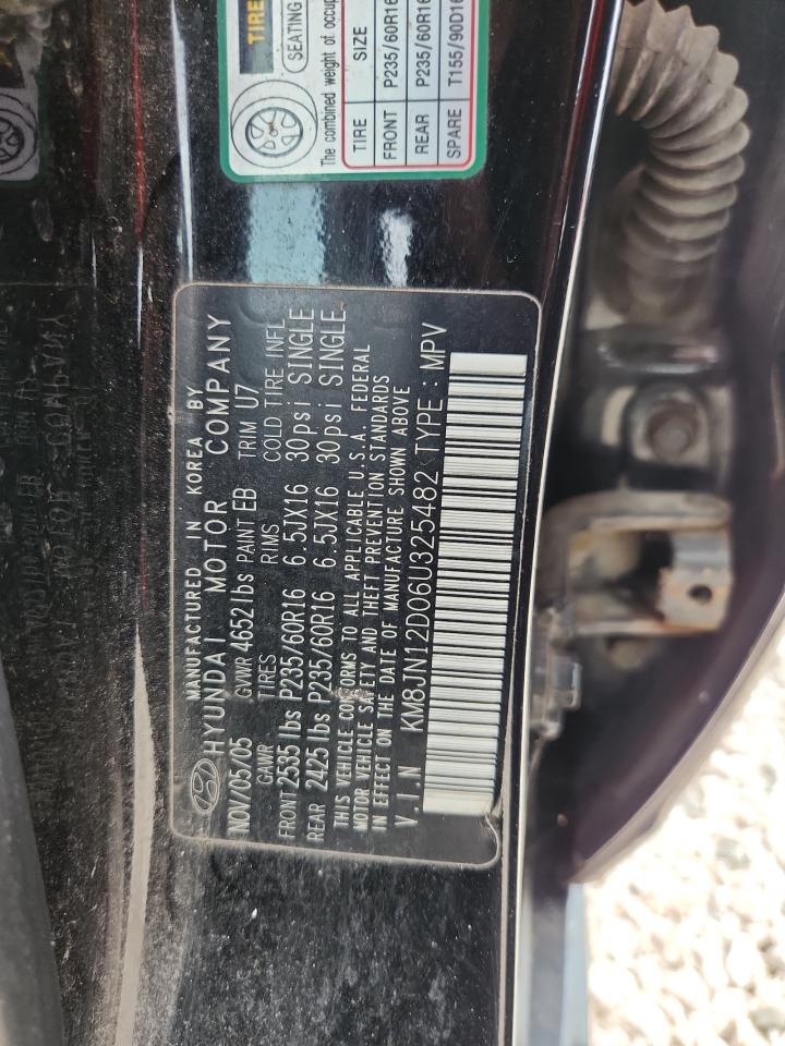 2006 Hyundai Tucson Gls Black vin: KM8JN12D06U325482