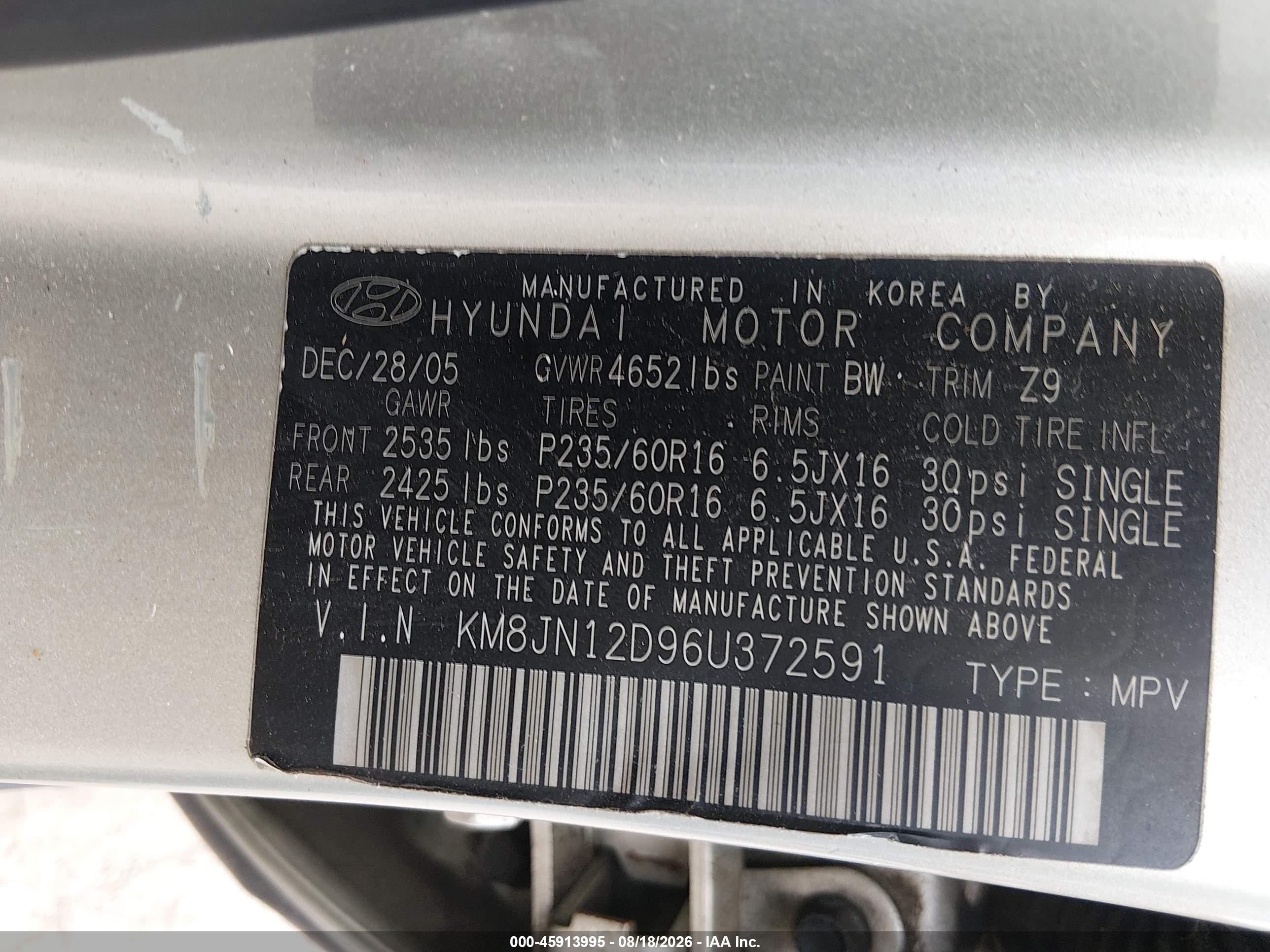 2006 Hyundai Tucson Gls/limited Tan vin: KM8JN12D96U372591