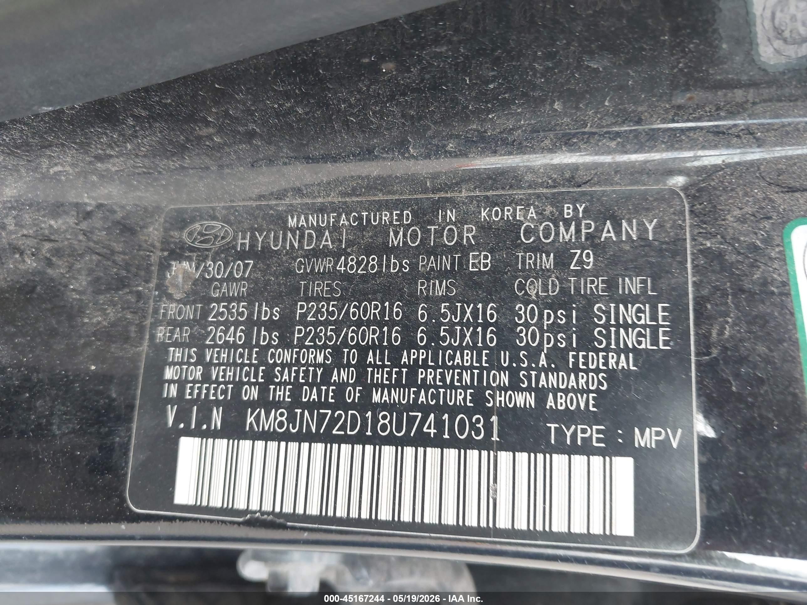 2008 Hyundai Tucson Limited V6/se Black vin: KM8JN72D18U741031