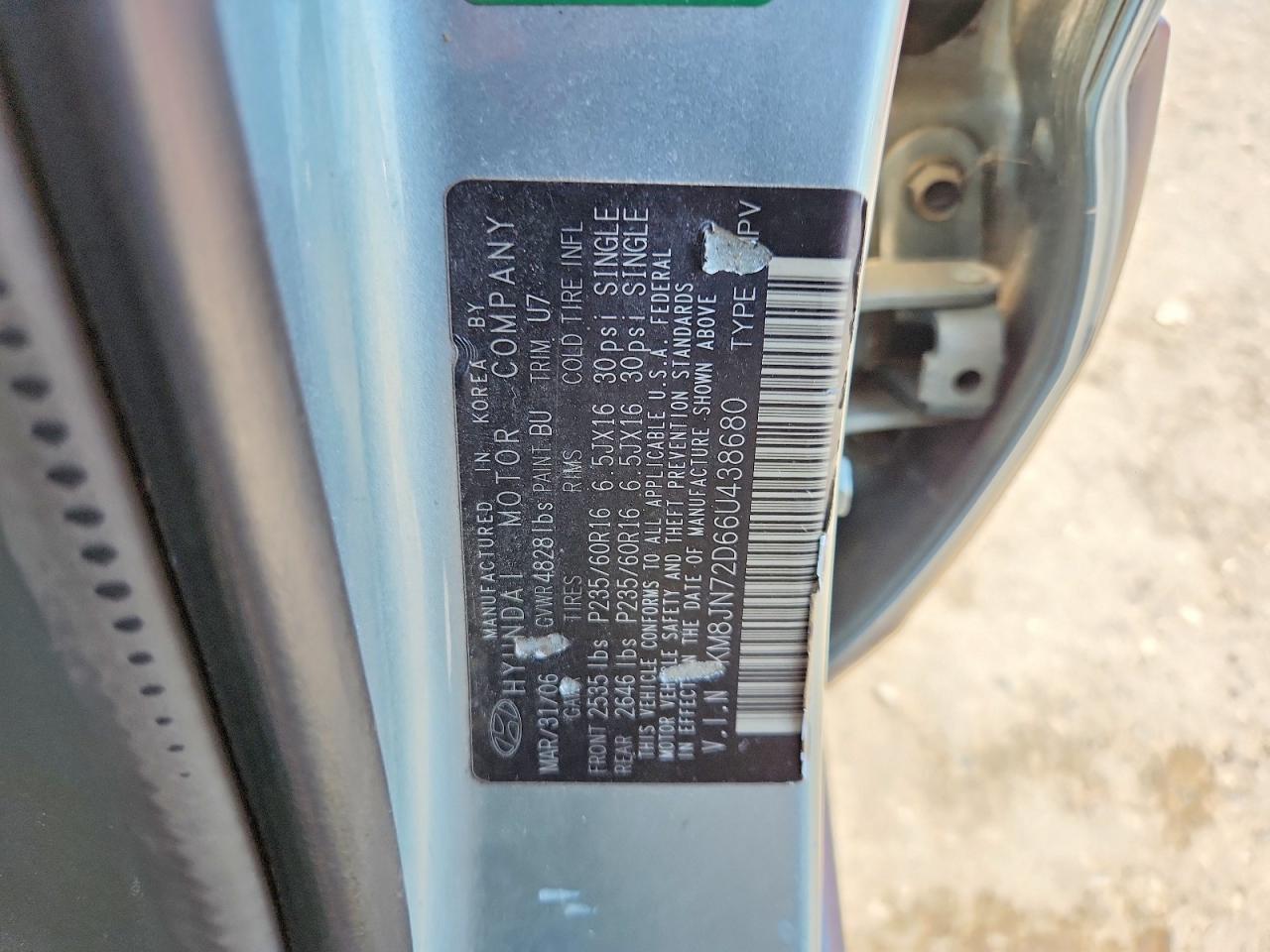 2006 Hyundai Tucson Gls Silver vin: KM8JN72D66U438680