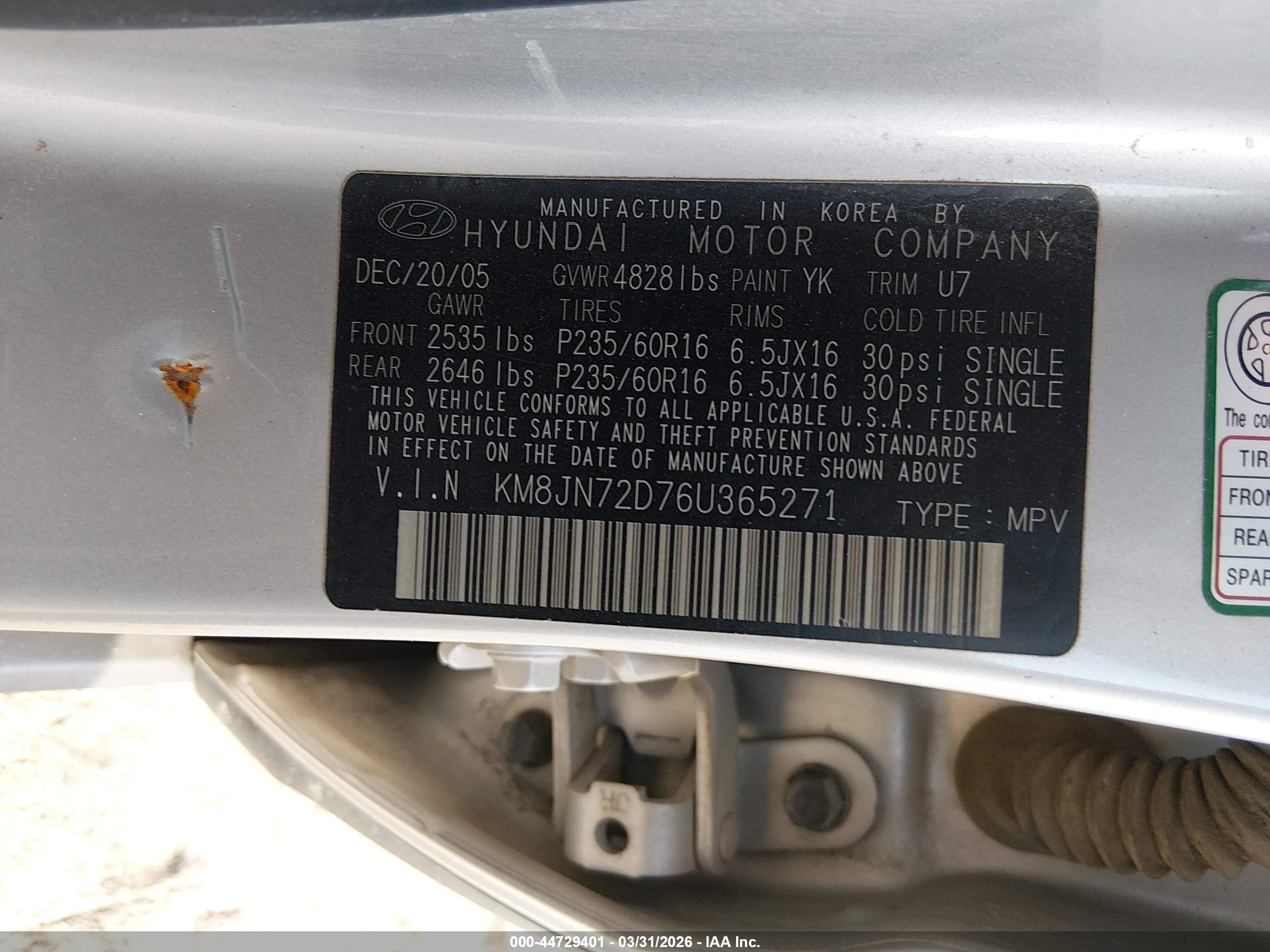 2006 Hyundai Tucson Gls/limited Gray vin: KM8JN72D76U365271